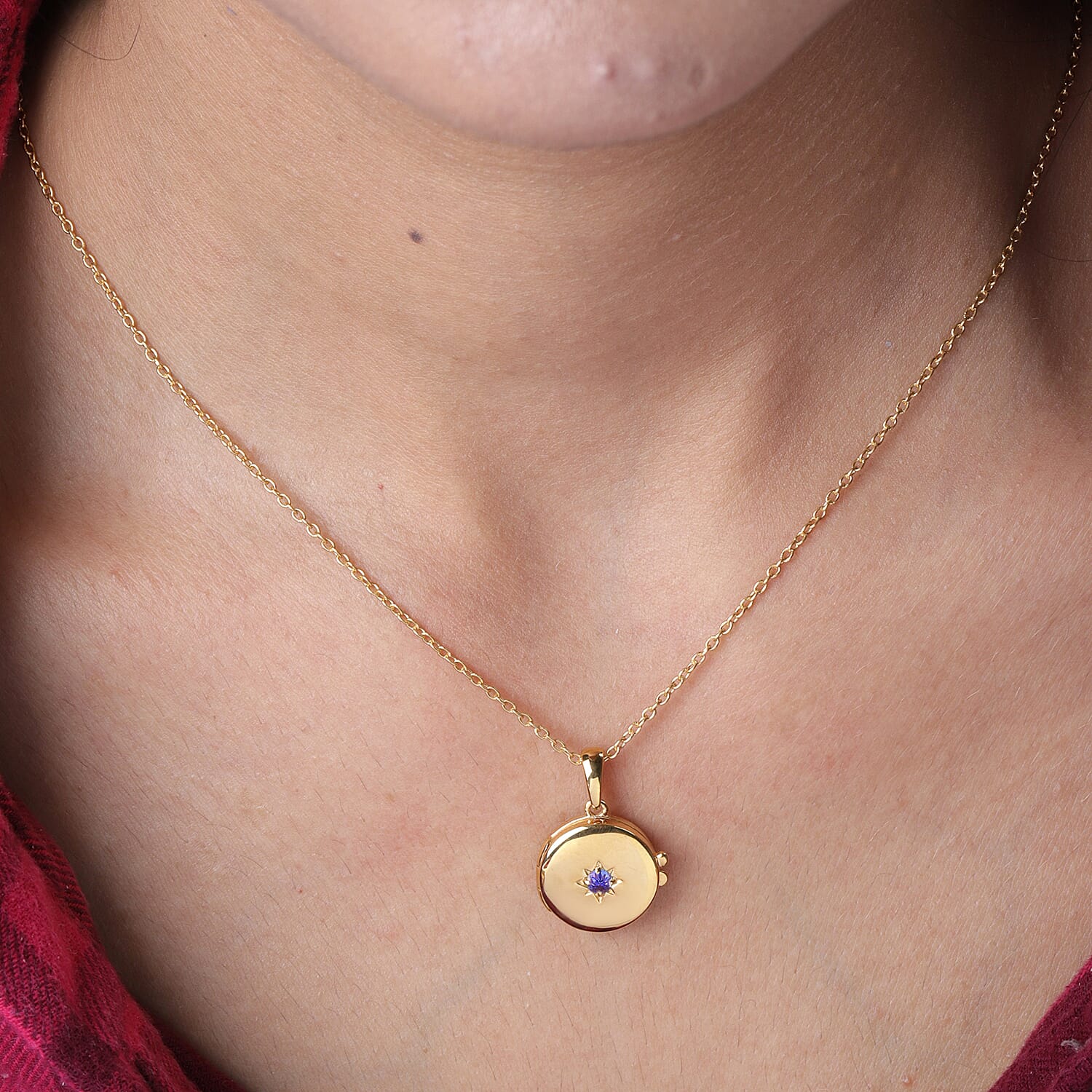 Tanzanite (0.09 Ct) 14K Gold Overlay Sterling Silver Pendant With Chain  0.085  Ct.