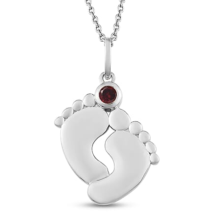 Mozambique Garnet Pendant With Chain Platinum Plated Sterling Silver Mozambique Garnet Pendant With Chain Platinum Plated Sterling Silver