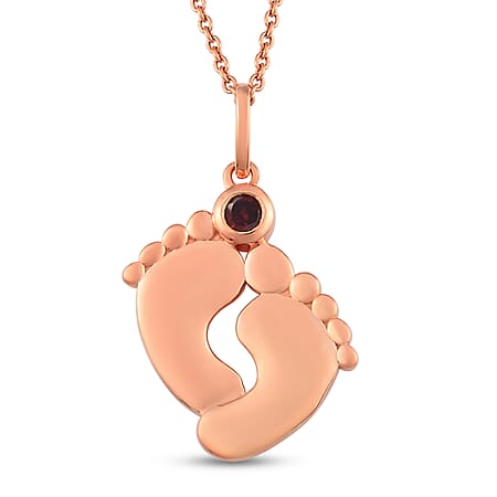 Mozambique Garnet Pendant With Chain in Rose Gold Plated Sterling Silver