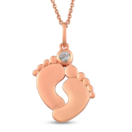 Brazilian Aquamarine Pendant With Chain (Size 20 with 4 inch Extender) in Rose Gold Overlay Sterling Silver. Wt. 6.00 Gms.