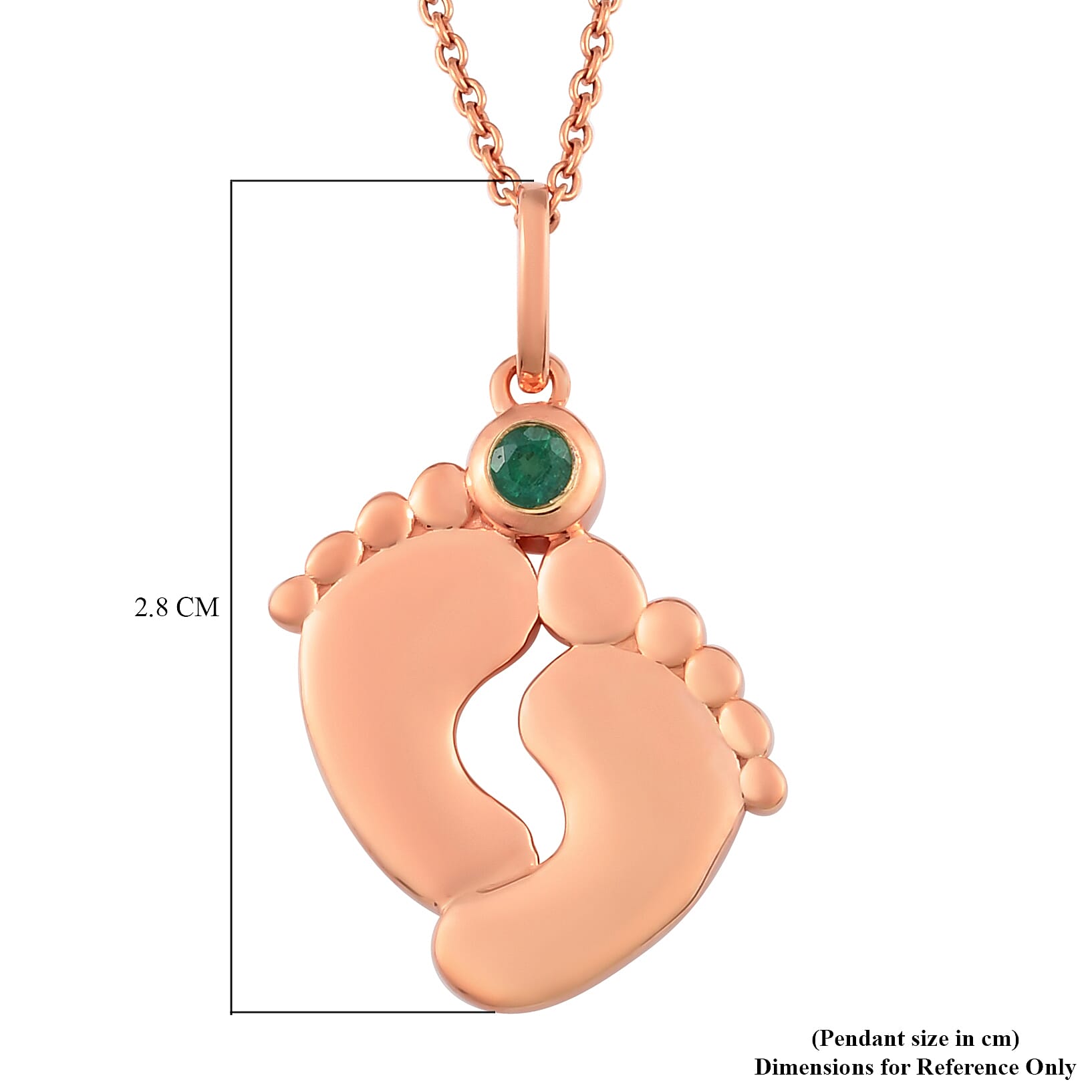 Emerald Pendant With Chain in Rose Gold Overlay Sterling Silver