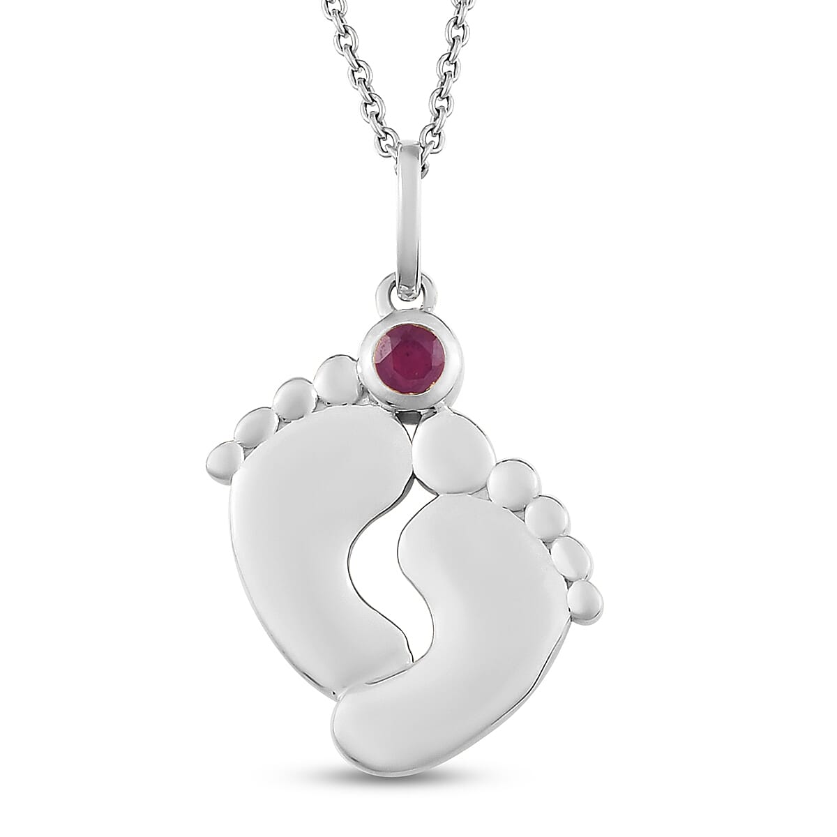 African Ruby (FF) Pendant With Chain (Size 18) in Platinum Overlay Sterling Silver
