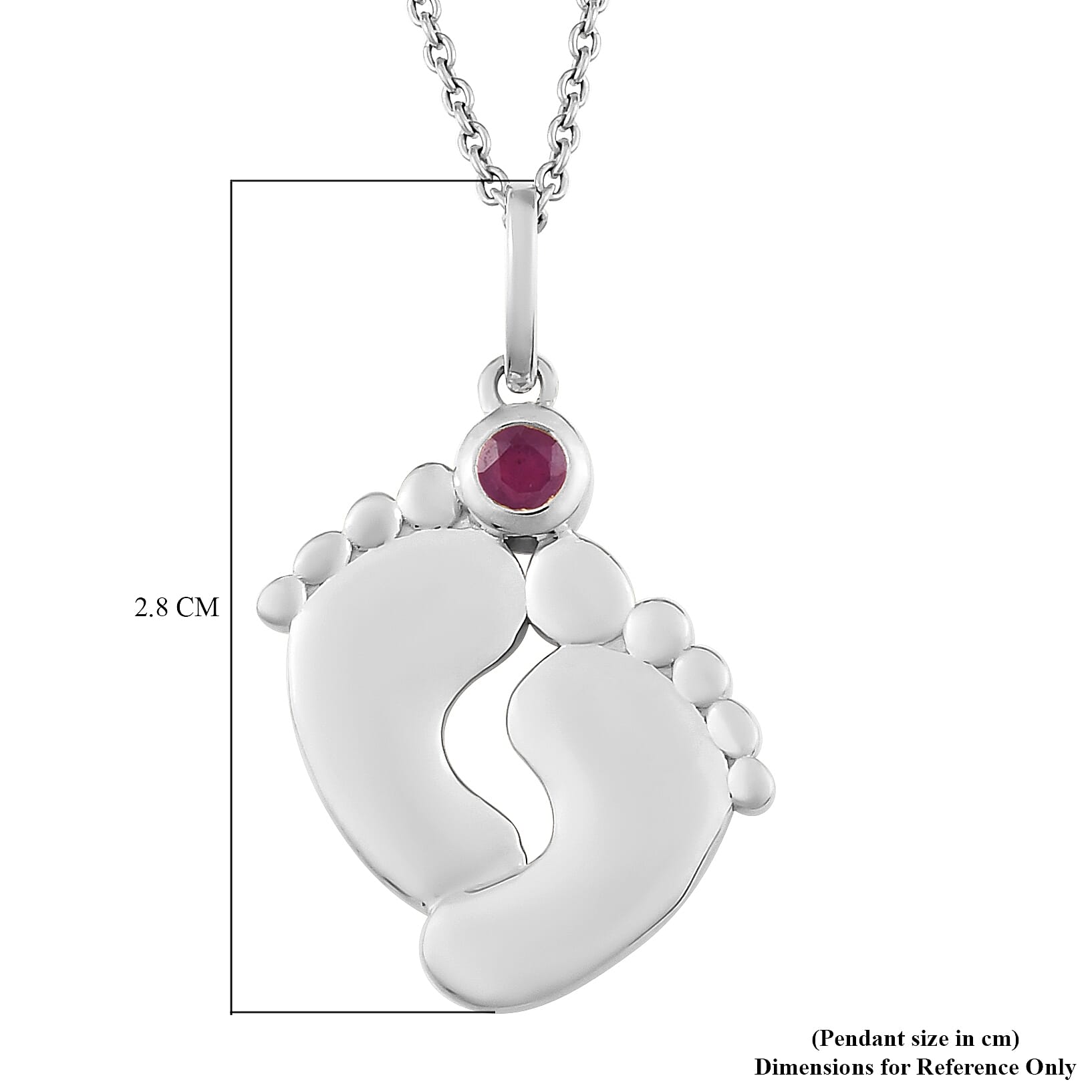 African Ruby (FF) Pendant With Chain (Size 18) in Platinum Overlay Sterling Silver