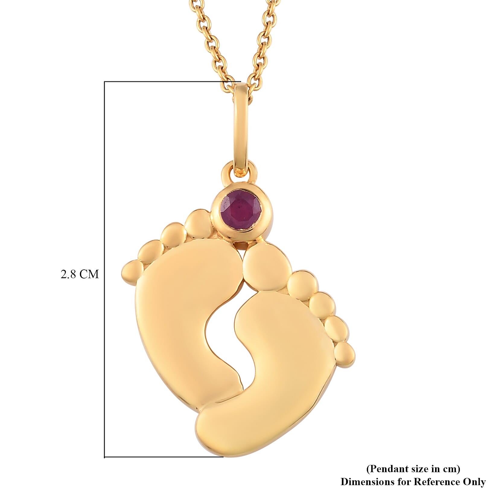 African Ruby (FF) 14K Gold Overlay 14K Gold Overlay Sterling Silver Pendant With Chain 0.170 Ct.