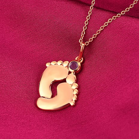 African Ruby (FF) Sterling Silver Pendant With Chain (Size 18 With 2 Inch Extender) In Rose Gold Overlay Sterling Silver, Silver Wt 6.13 Gms