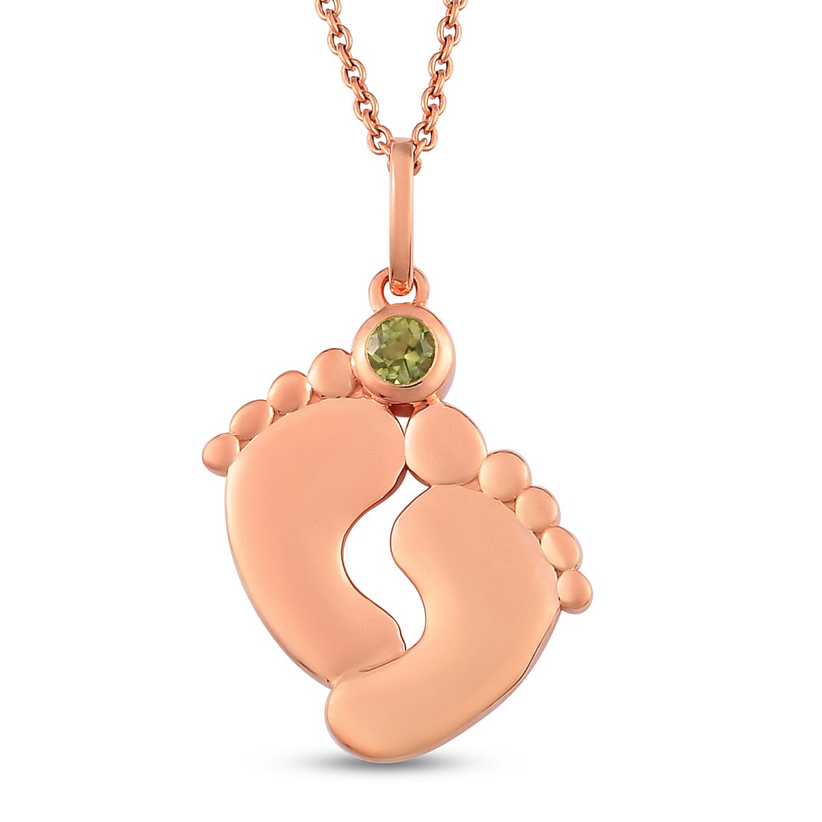 Hebei Peridot Pendant With Chain (Size 20 With 4 inch Extender) in Rose Gold Overlay Sterling Silver. Wt. 6.20 Gms.