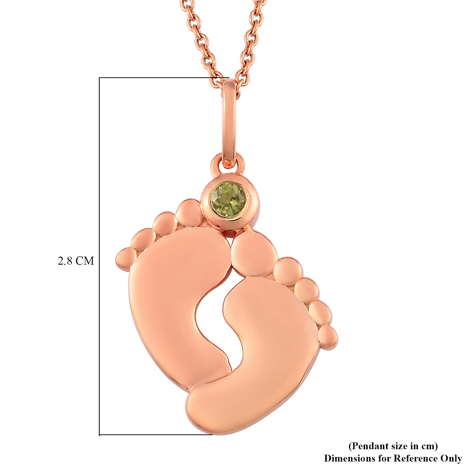Hebei Peridot Pendant With Chain (Size 20 With 4 inch Extender) in Rose Gold Overlay Sterling Silver. Wt. 6.20 Gms.