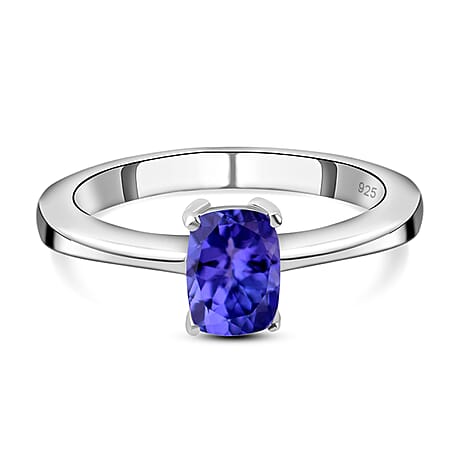 Royal Bali Collection - D'Joy Premium Tanzanite Solitaire Ring in Platinum Overlay Sterling Silver