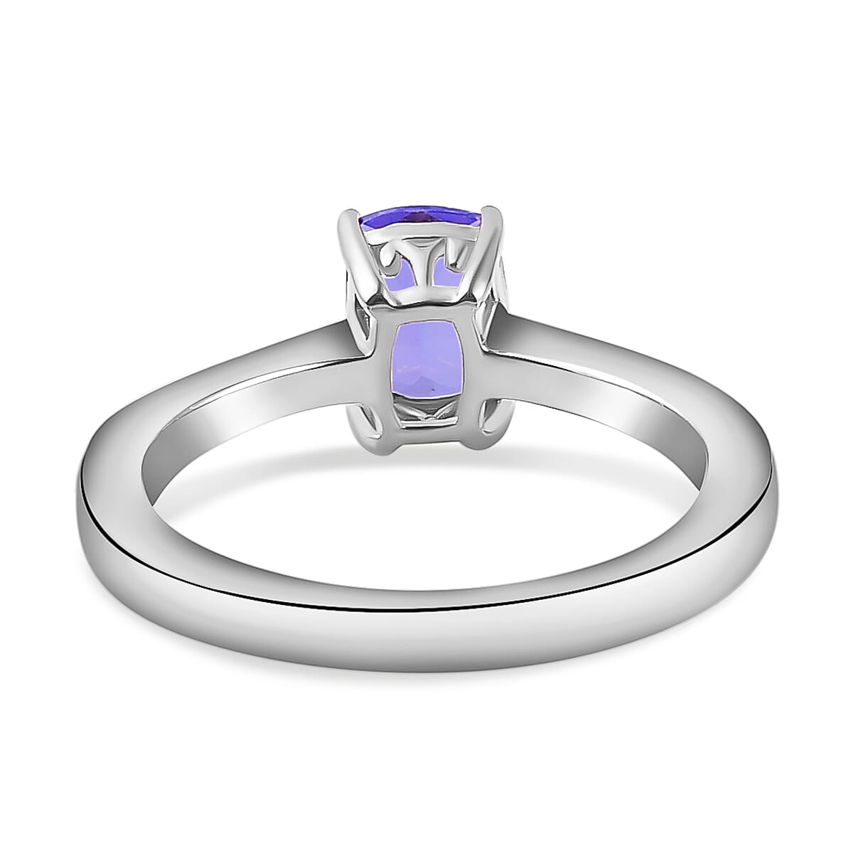 Tanzanite Solitaire Ring in Platinum Overlay Sterling Silver
