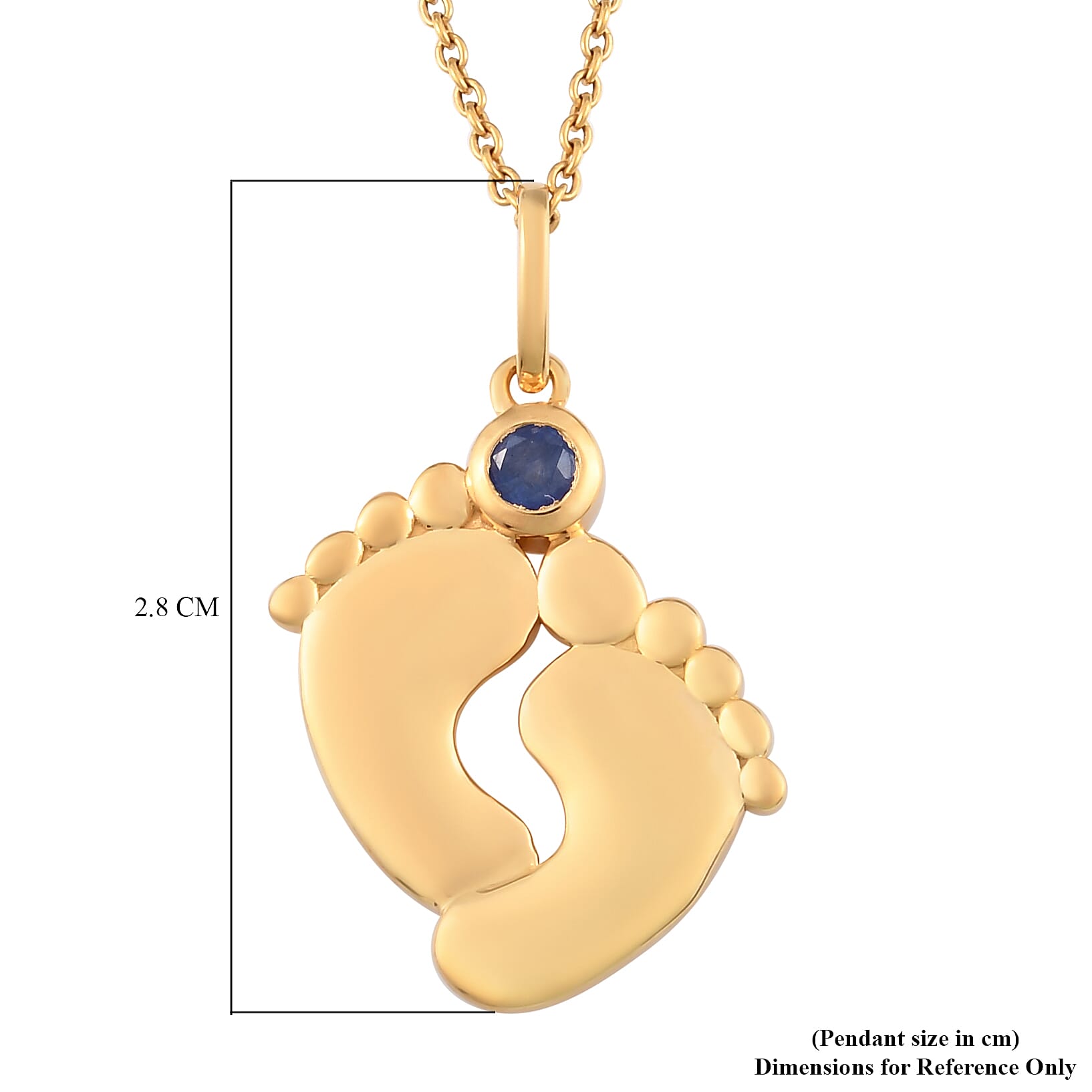 2.168 Ct. Fissure Filled Blue Sapphire Pendant With Chain in 14K Gold Overlay 14K Gold Plated Sterling Silver
