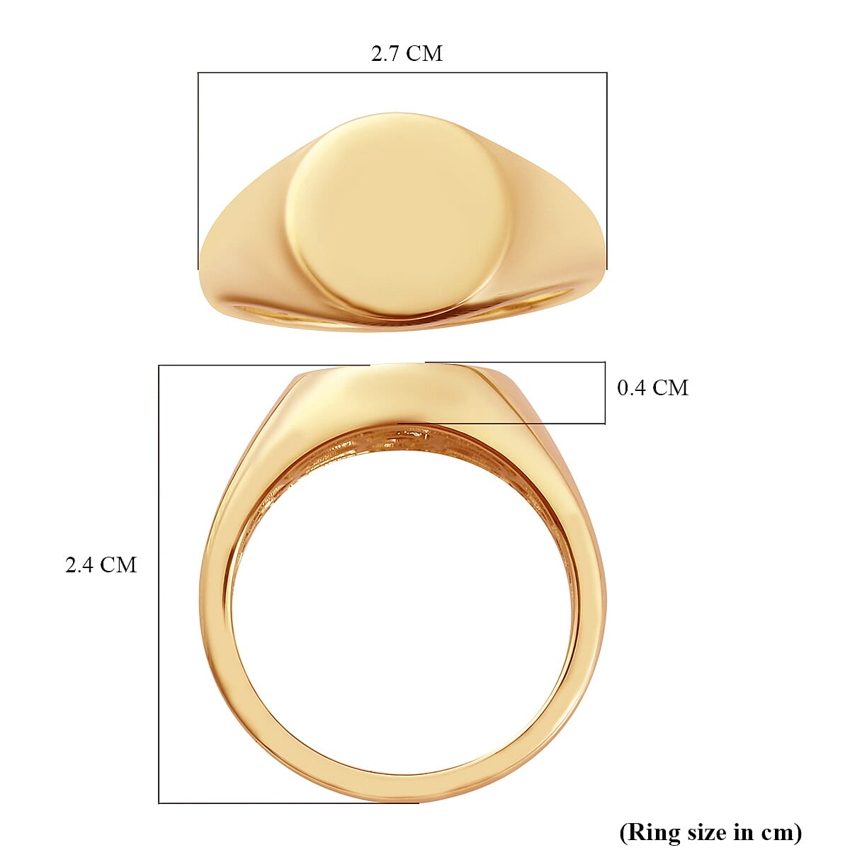 14K Gold Overlay Sterling Silver Signet Ring