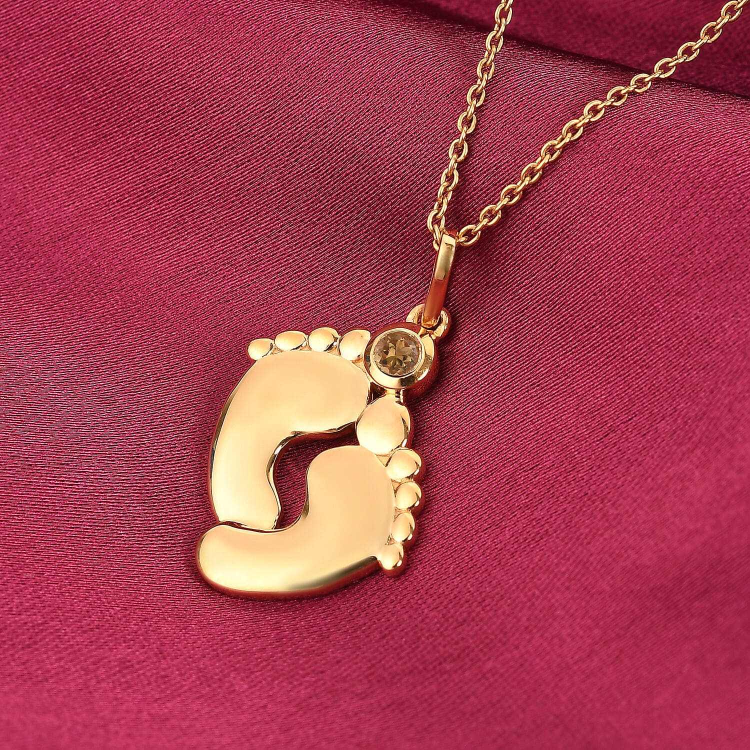 Brazilian Citrine Pendant With Chain in 14K Gold Plated Sterling Silver