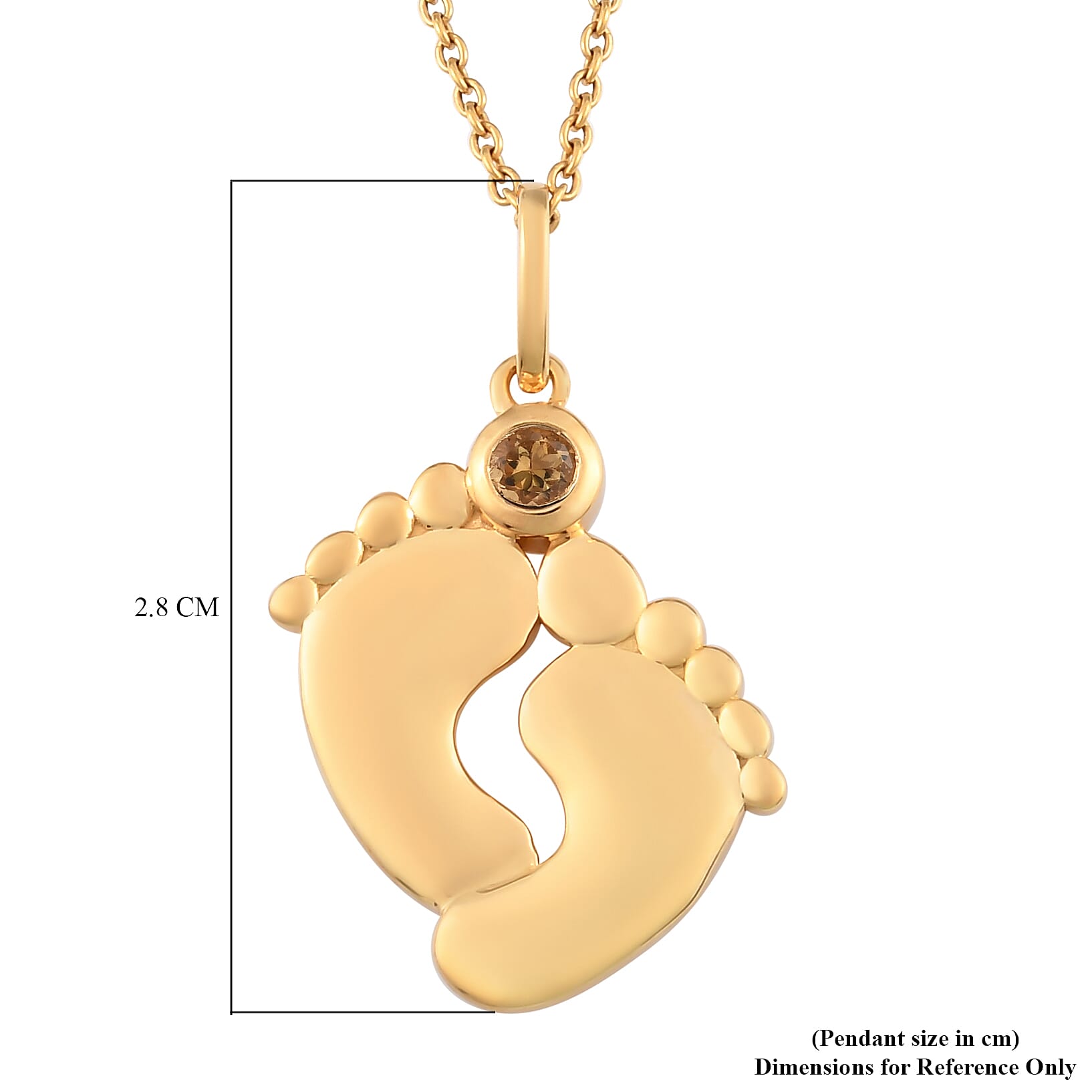 Brazilian Citrine Pendant With Chain in 14K Gold Plated Sterling Silver