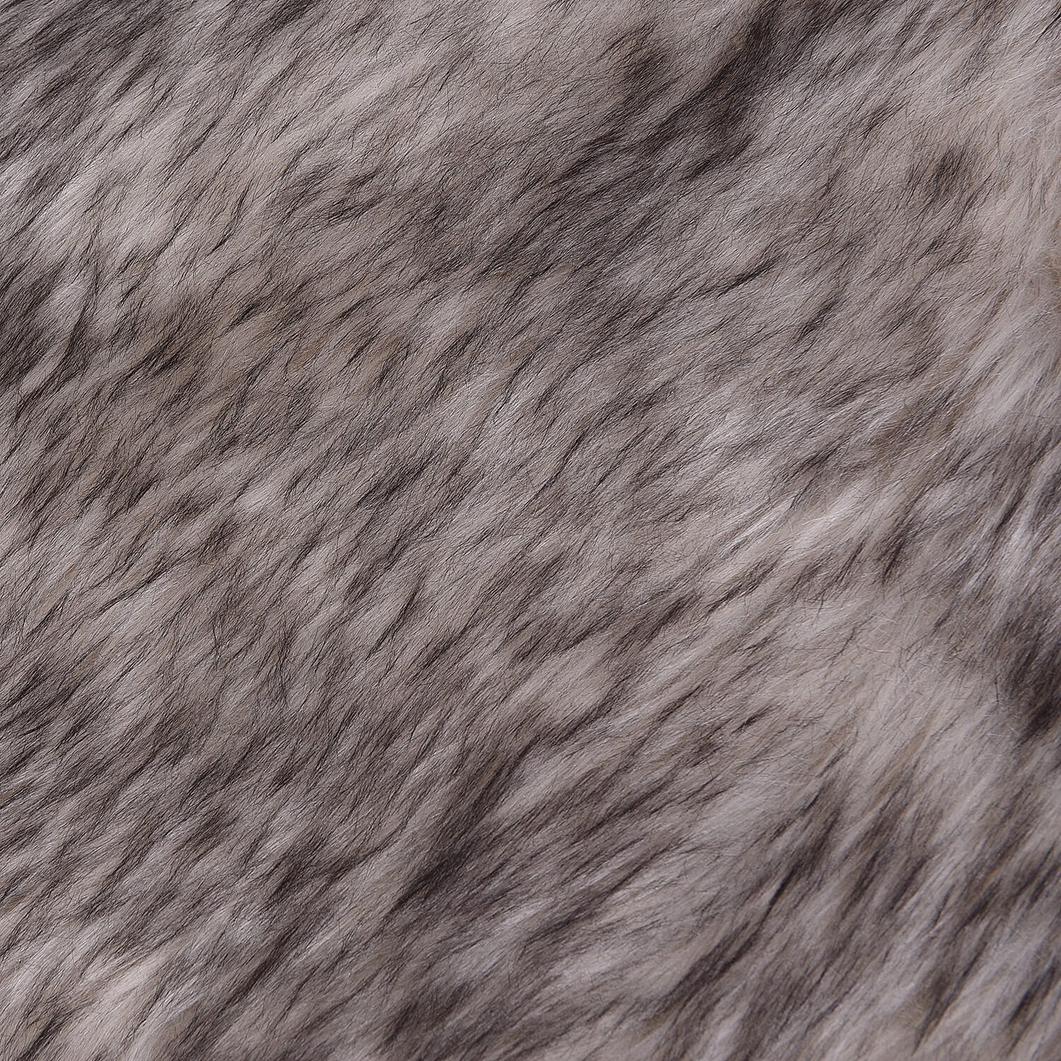 3 Piece Set - Long Pile Faux Fur Rug (100x180cm) with 2 Sofa Cushion Covers (45x45cm-2Pcs) - Grey