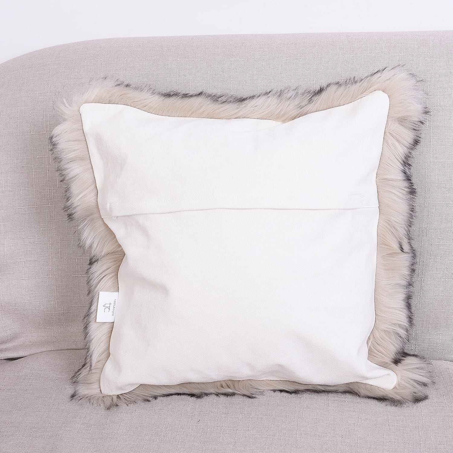 3 Piece Set - Long Pile Faux Fur Rug (100x180cm) with 2 Sofa Cushion Covers (45x45cm-2Pcs) - Grey