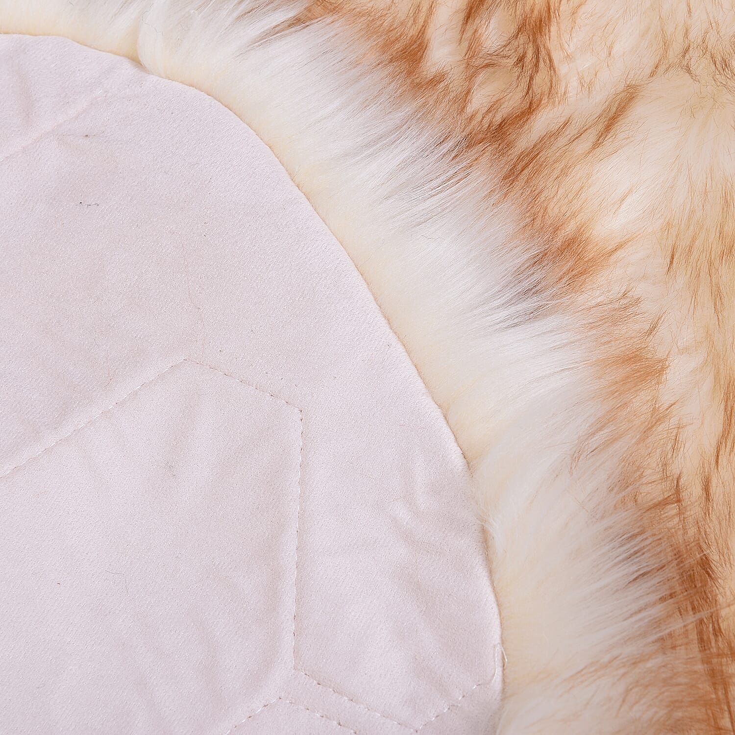 3 Piece Set - Tip-Dyed Long Pile Faux Fur Rug (100x180cm) with 2 Sofa Cushion Covers (45x45cm-2Pcs) - Beige Tip-Dyed