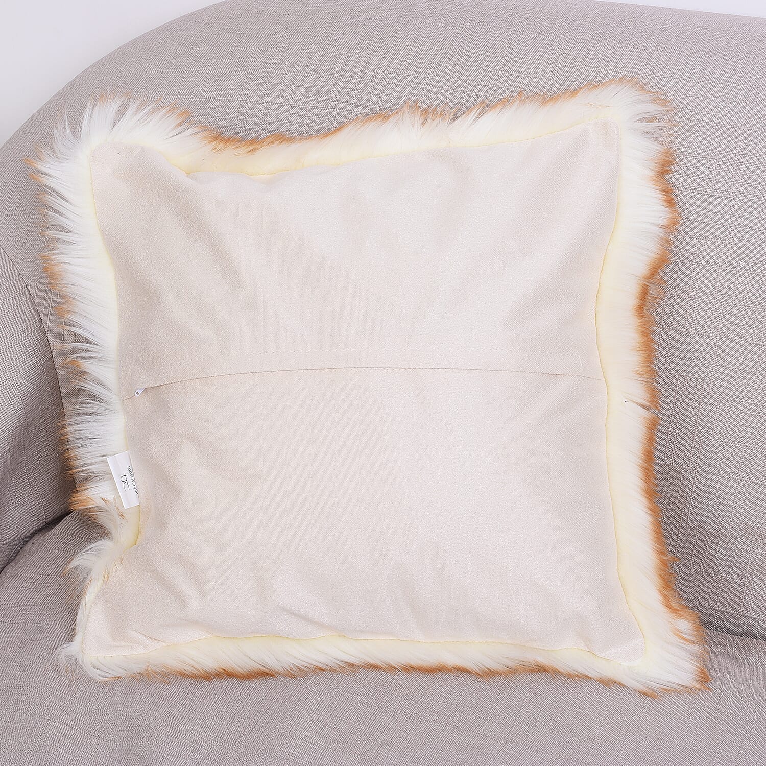 3 Piece Set - Tip-Dyed Long Pile Faux Fur Rug (100x180cm) with 2 Sofa Cushion Covers (45x45cm-2Pcs) - Beige Tip-Dyed