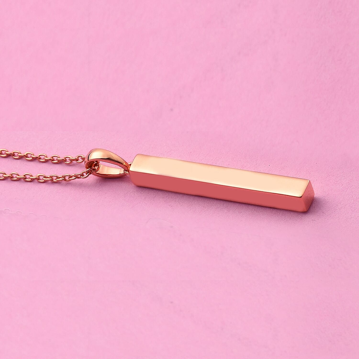 Diamond Pendant with Chain (Size 18) in Rose Gold Overlay Sterling Silver