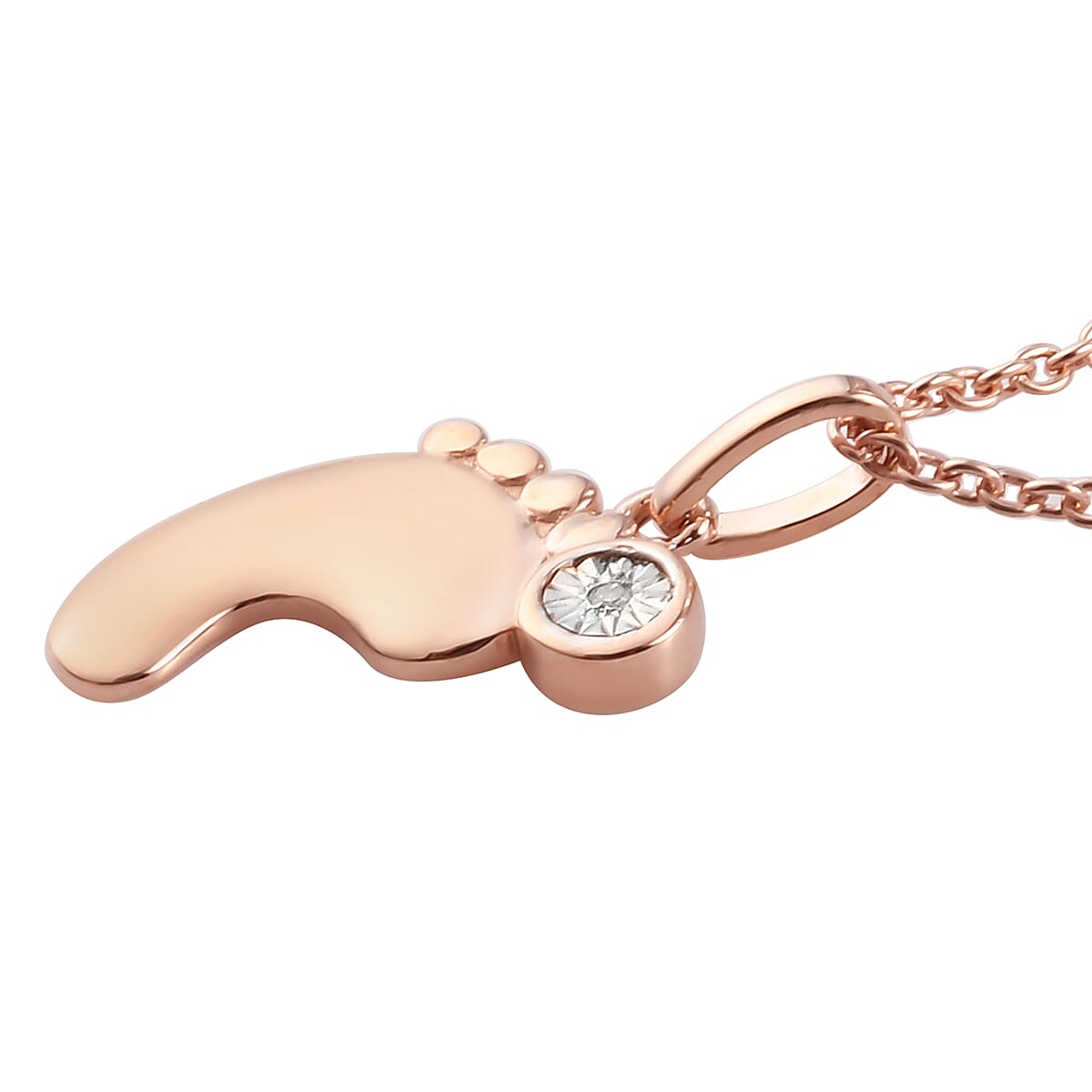 Diamond Pendant with Chain (Size 18) in Rose Gold Overlay Sterling Silver