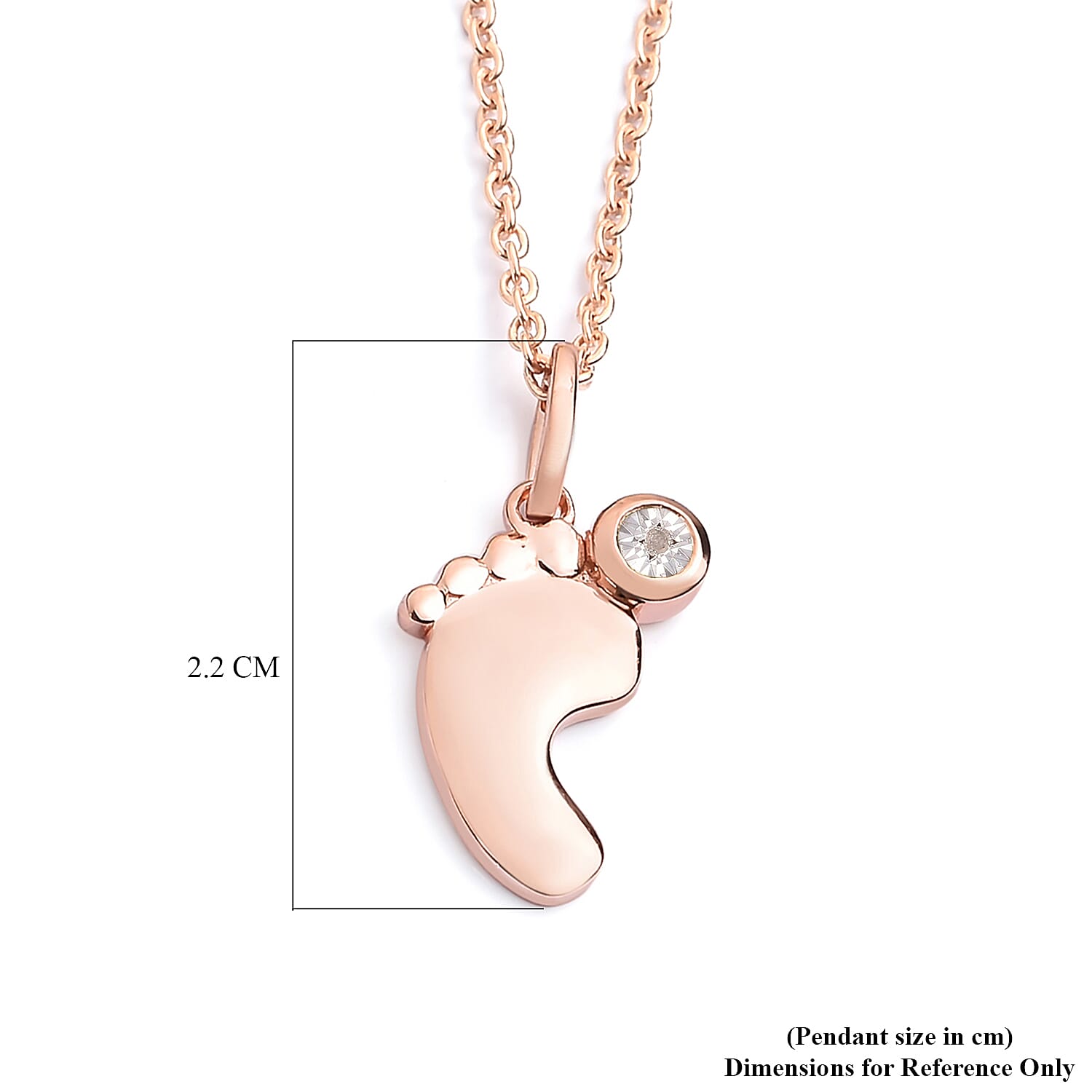 Diamond Pendant with Chain (Size 18) in Rose Gold Overlay Sterling Silver