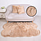 3 Piece Set- Long Pile Faux Fur Rug (100x180cm) with 2 Sofa Cushion Covers (45x45cm-2Pcs) - Gold