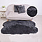 3 Piece Set- Long Pile Faux Fur Rug (100x180cm) with 2 Sofa Cushion Covers (45x45cm-2Pcs) - Charcoal