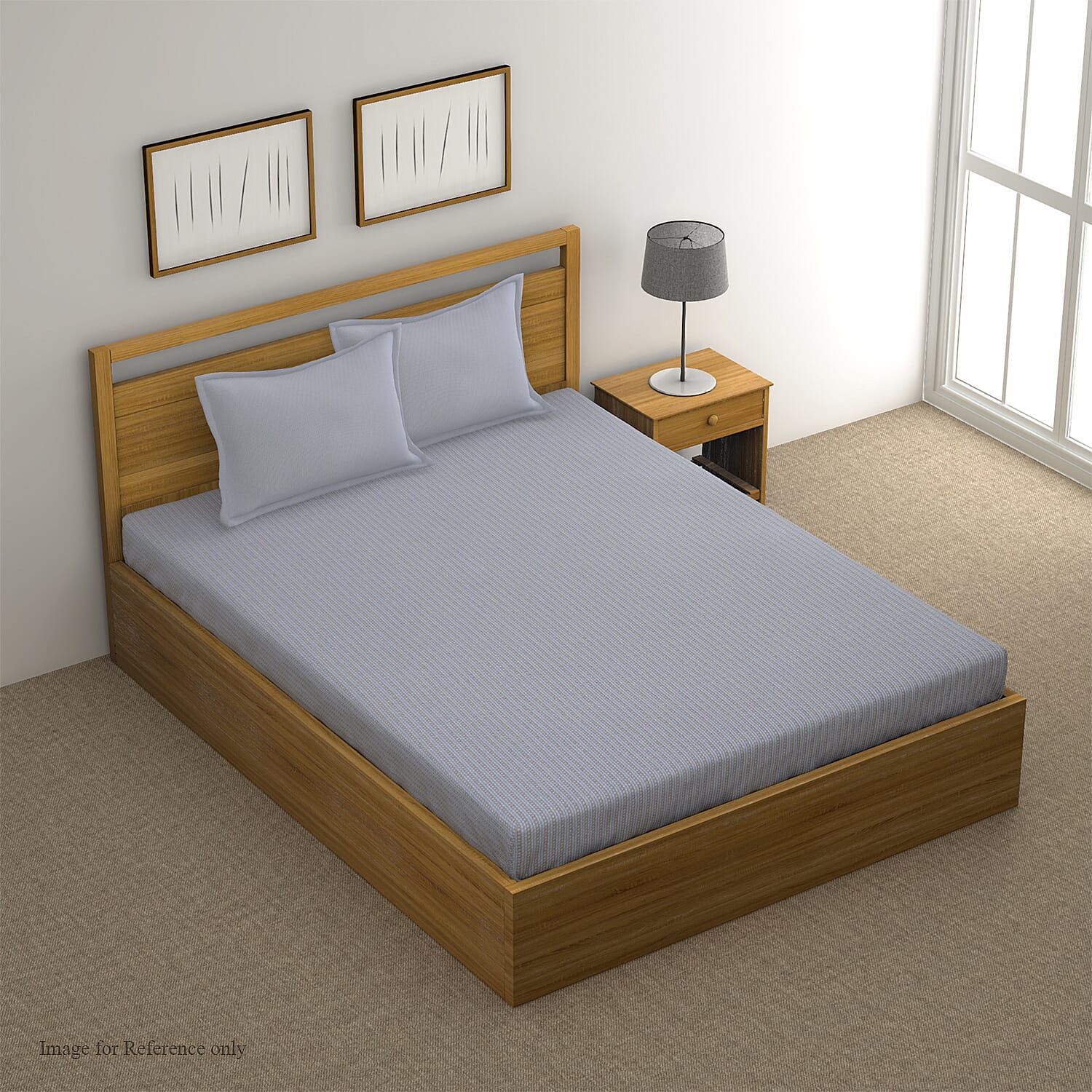 4 Piece Set - Super Soft Copper Infused 1 Fitted Sheet (140x190+30 Cm), 1 Flat Sheet (230x265 Cm) and 2 Pillowcase (50x75 cm) (Size Double) - Light Grey