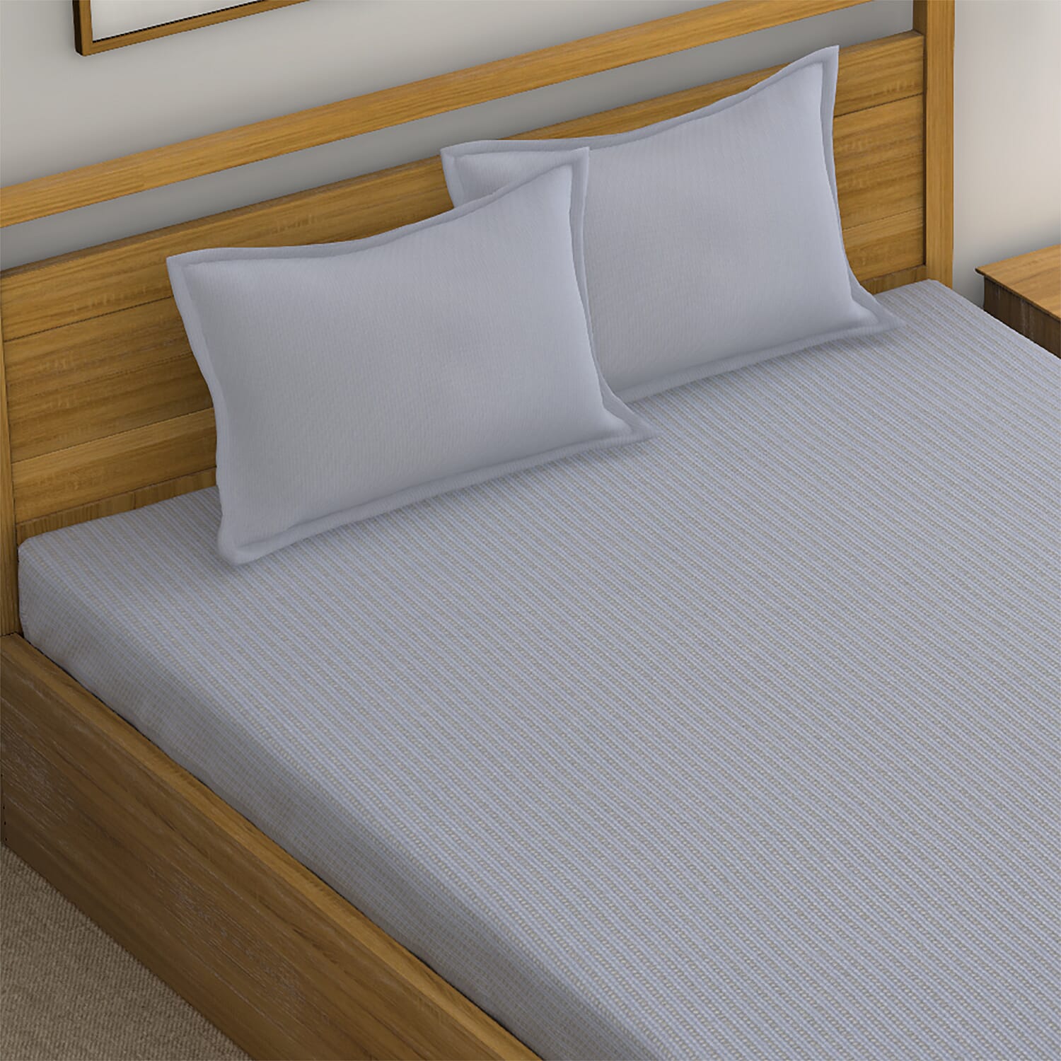 4 Piece Set - Super Soft Copper Infused 1 Fitted Sheet (140x190+30 Cm), 1 Flat Sheet (230x265 Cm) and 2 Pillowcase (50x75 cm) (Size Double) - Light Grey