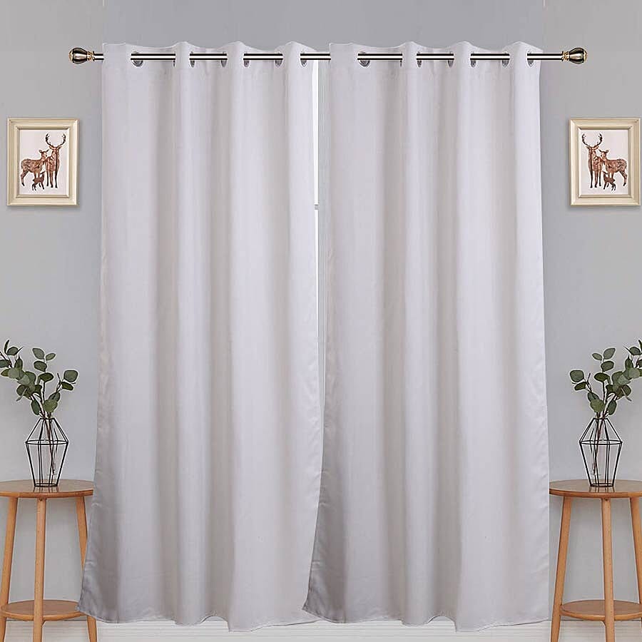2 Piece Set - Blackout Curtains with Metal Eyelets (Size 240x140 cm) - Off-White