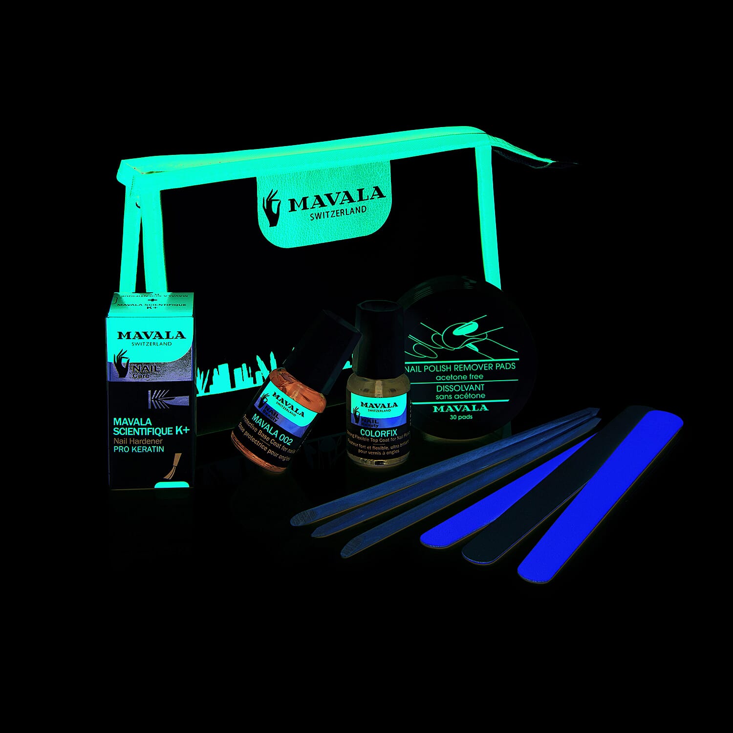 Mavala: Swiss Pouch (Incl. Scientifique K, Base Coat, Colorfix, Nail Polish Remover Pads & Files)