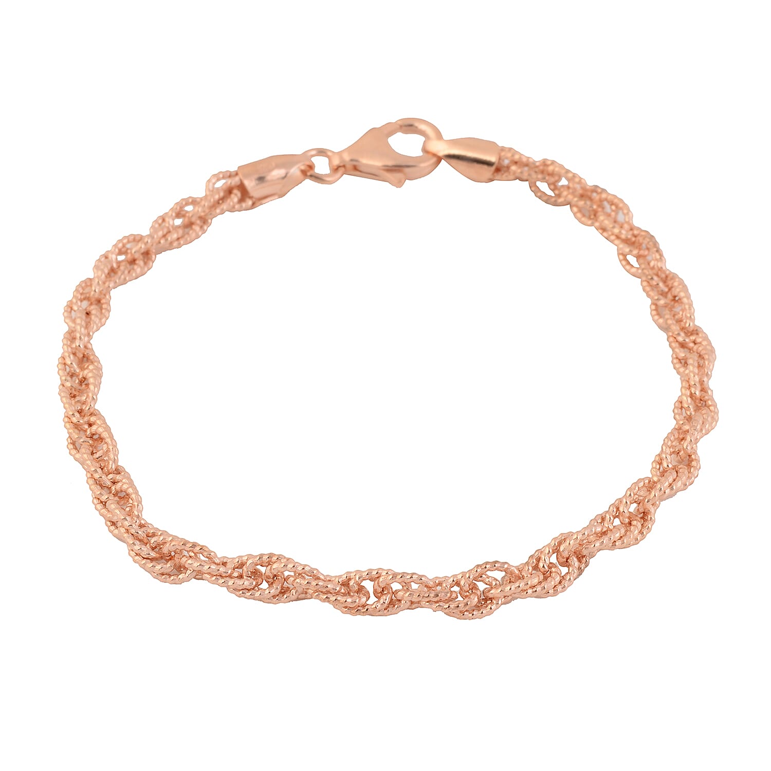 Made in Italy - Rose Gold Overlay Sterling Silver Bracelet (Size 7.5), Silver wt 8.50 Gms