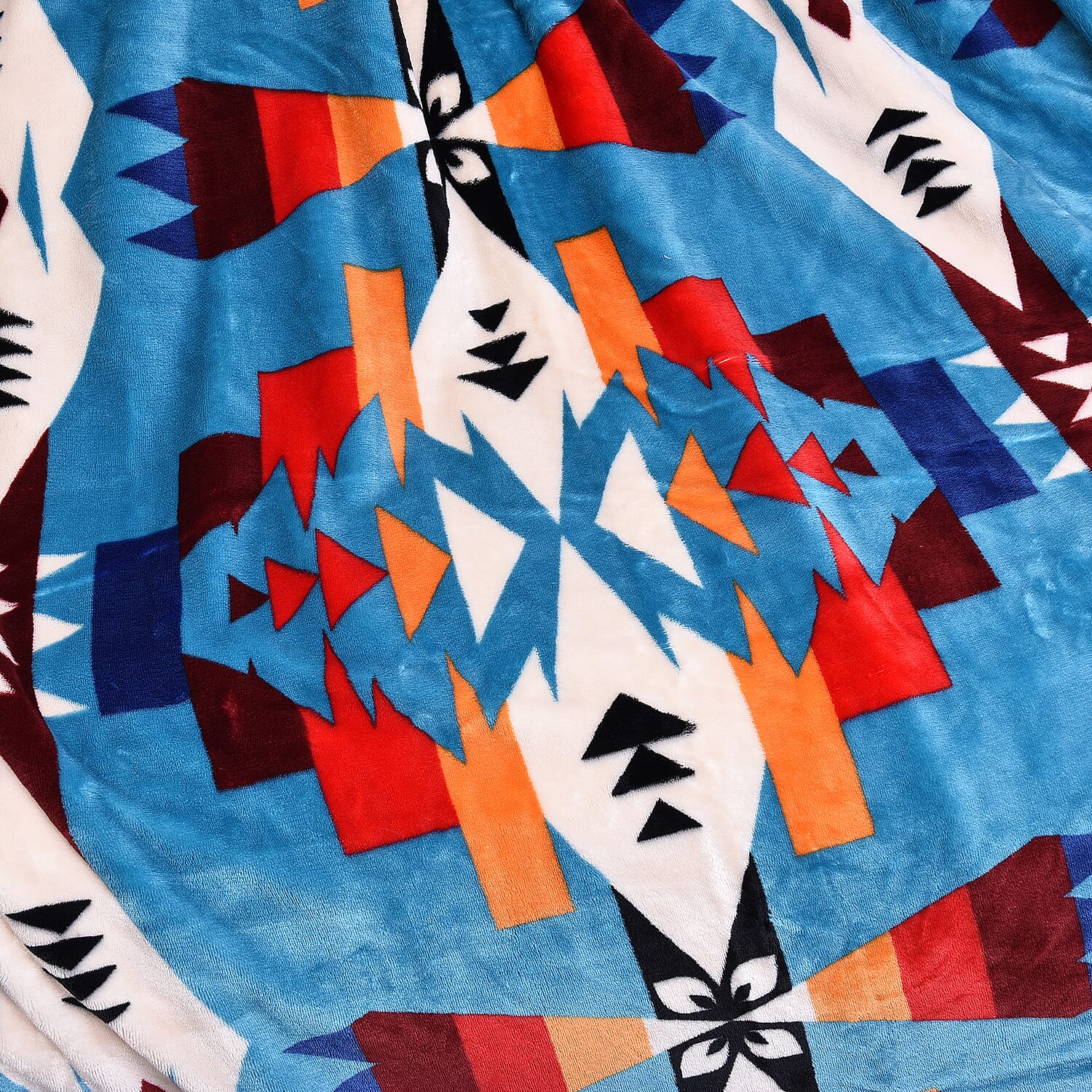 Santa Fe Collection - Flannel Sherpa Blanket (200x150cm) - Sky Blue -  Oeko Tex Certified - 220 GSM Sherpa - 270 GSM Flannel