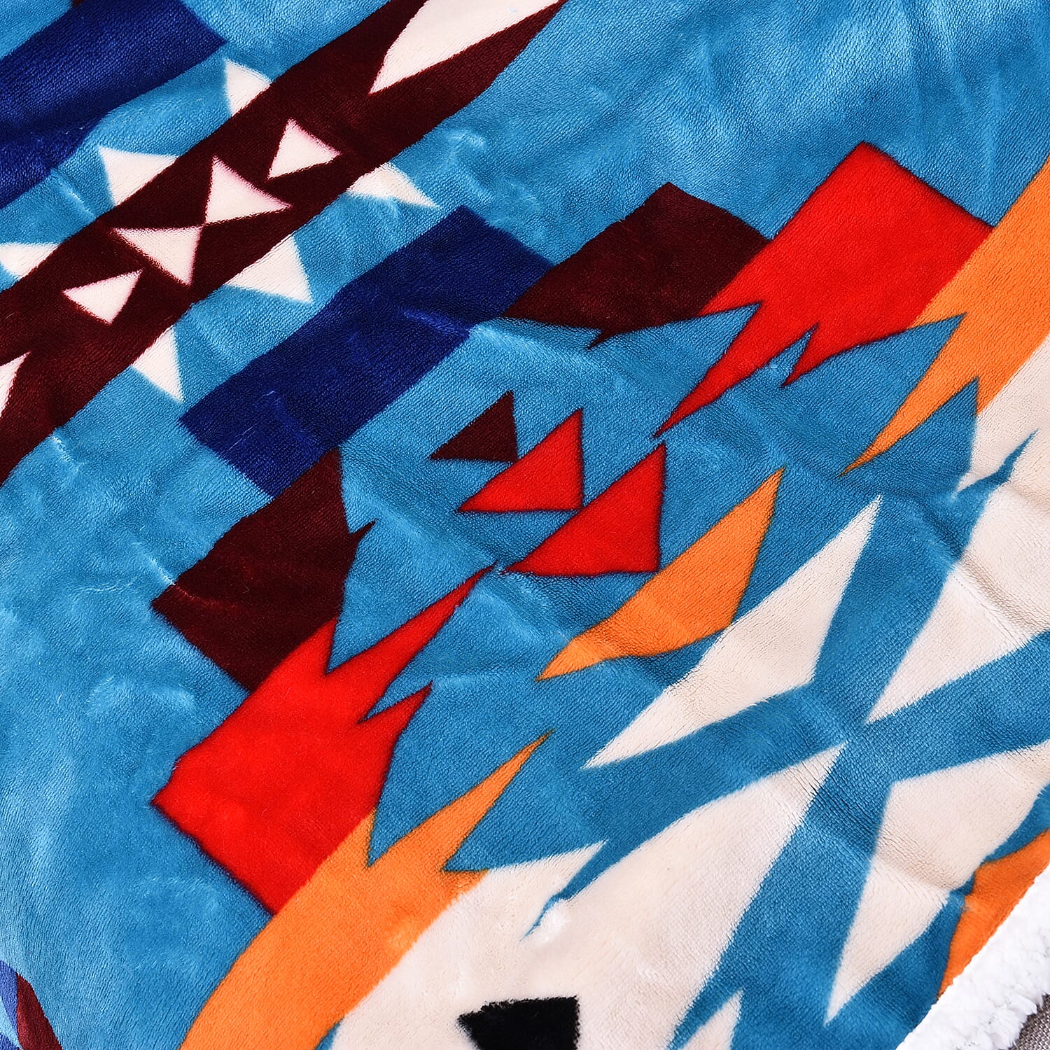 Santa Fe Collection - Flannel Sherpa Blanket (200x150cm) - Sky Blue -  Oeko Tex Certified - 220 GSM Sherpa - 270 GSM Flannel