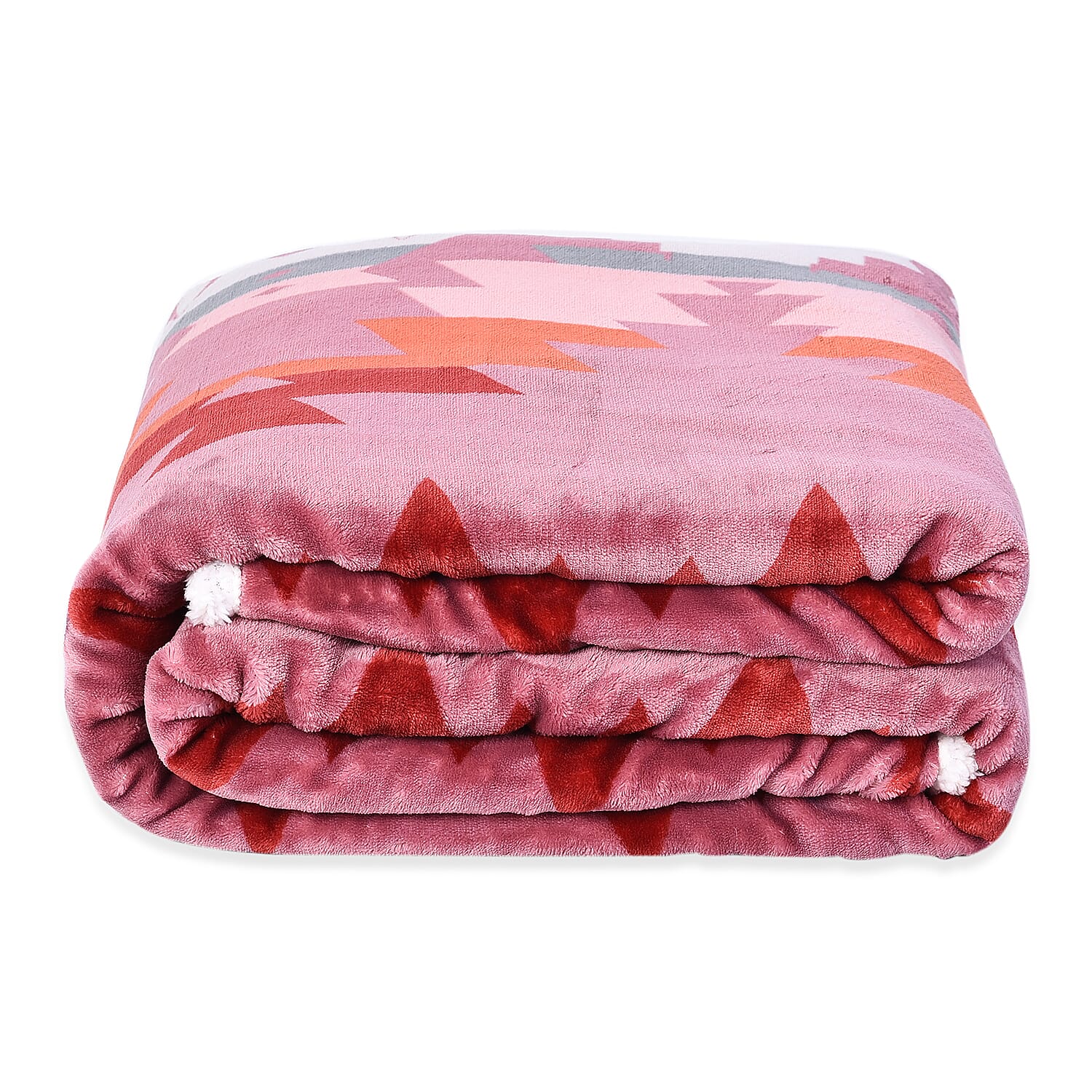 Santa Fe Collection - Flannel Sherpa Blanket (200x150cm) - Pink - Oeko Tex Certified - 220 GSM Sherpa - 270 GSM Flannel