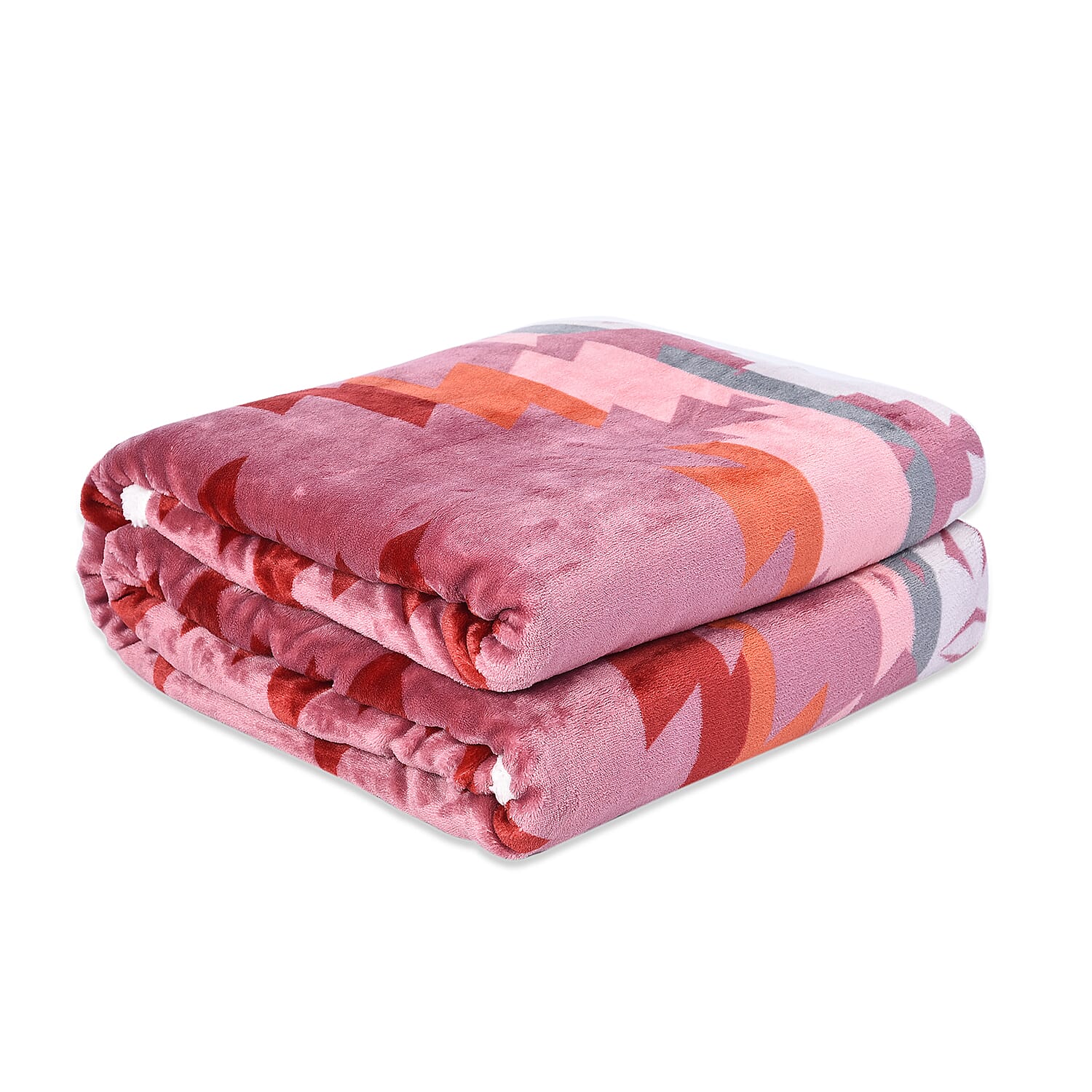 Santa Fe Collection - Flannel Sherpa Blanket (200x150cm) - Pink - Oeko Tex Certified - 220 GSM Sherpa - 270 GSM Flannel