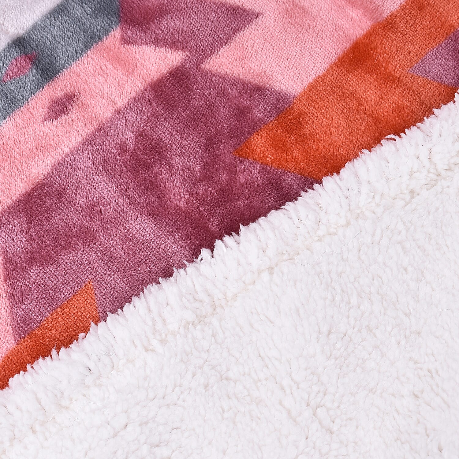 Santa Fe Collection - Flannel Sherpa Blanket (200x150cm) - Pink - Oeko Tex Certified - 220 GSM Sherpa - 270 GSM Flannel