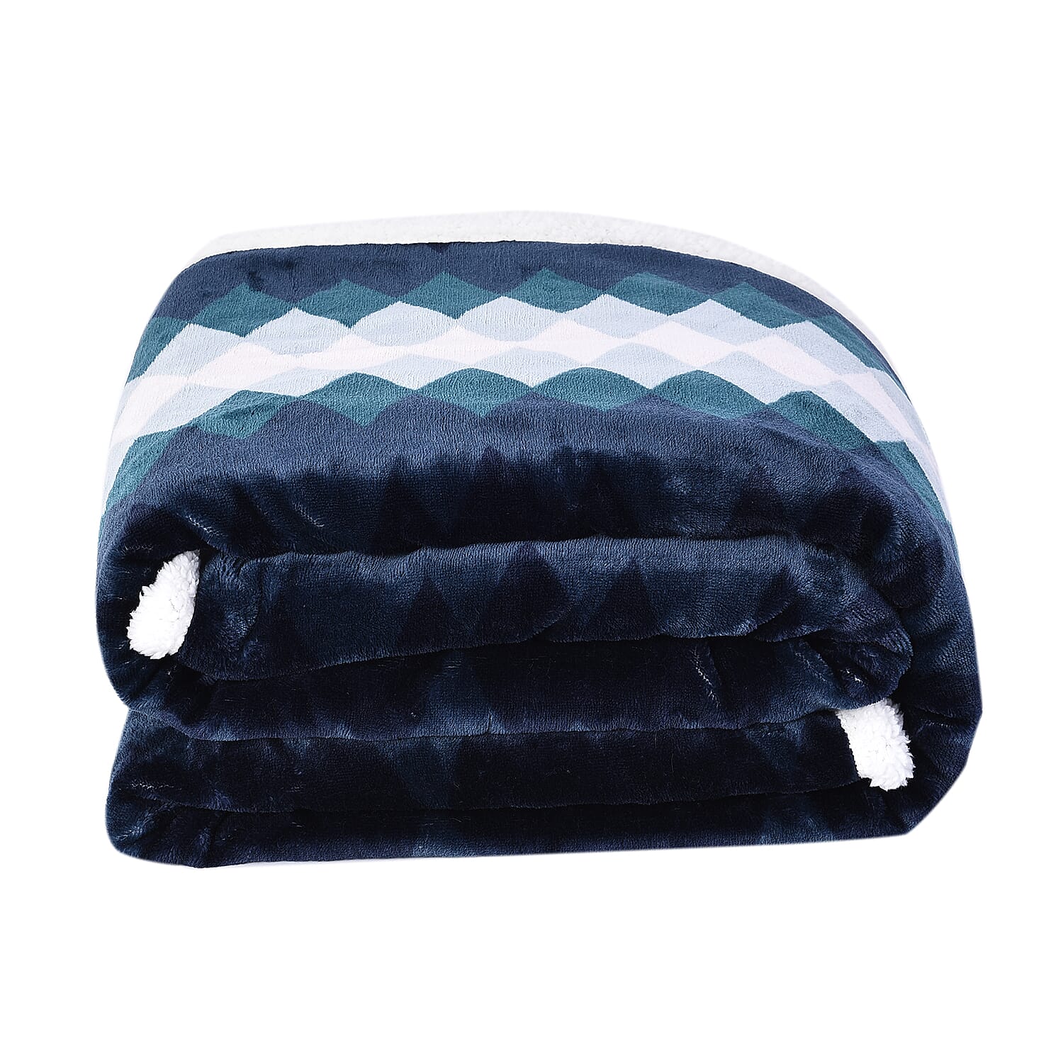 Santa Fe Collection - Flannel Sherpa Blanket (200x150cm) - Navy -  Oeko Tex Certified - 220 GSM Sherpa - 270 GSM Flannel