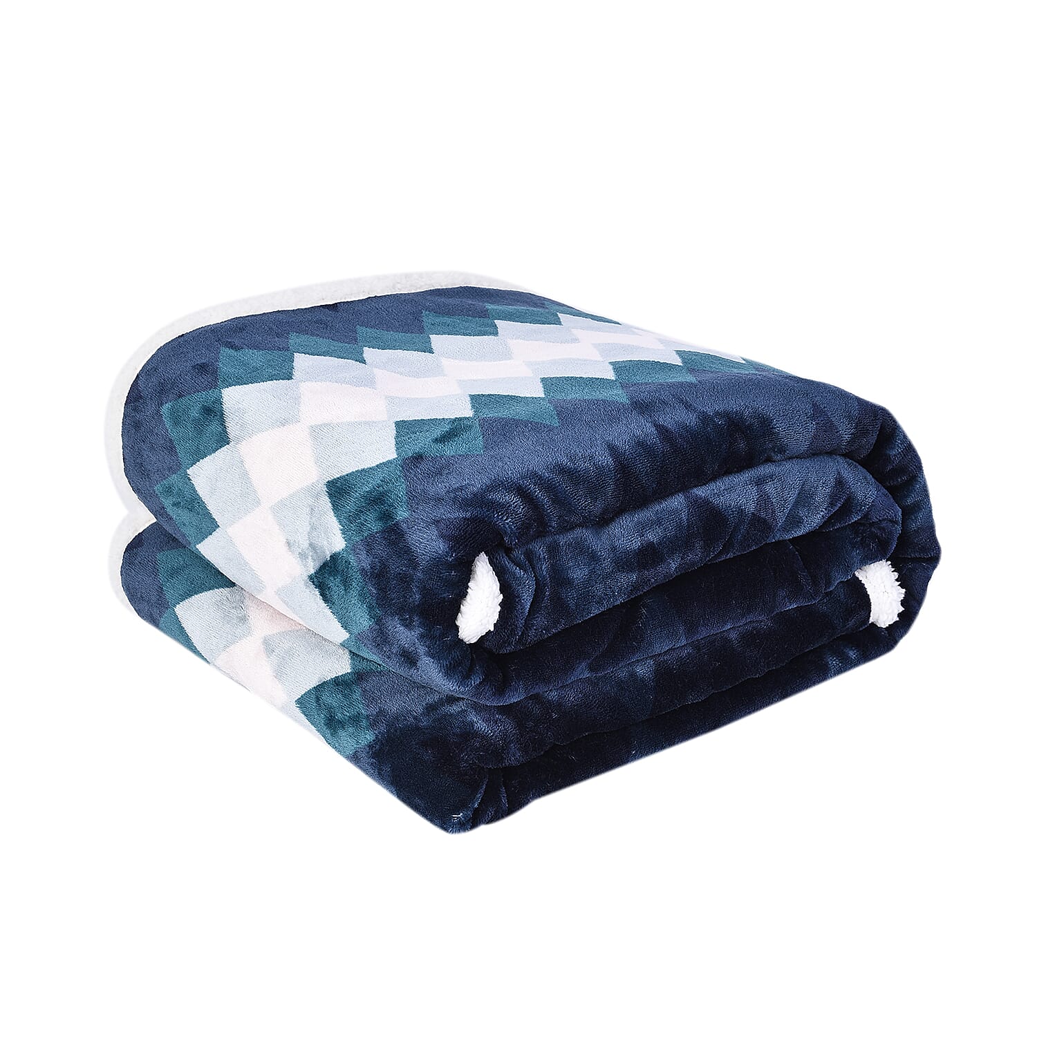 Santa Fe Collection - Flannel Sherpa Blanket (200x150cm) - Navy -  Oeko Tex Certified - 220 GSM Sherpa - 270 GSM Flannel