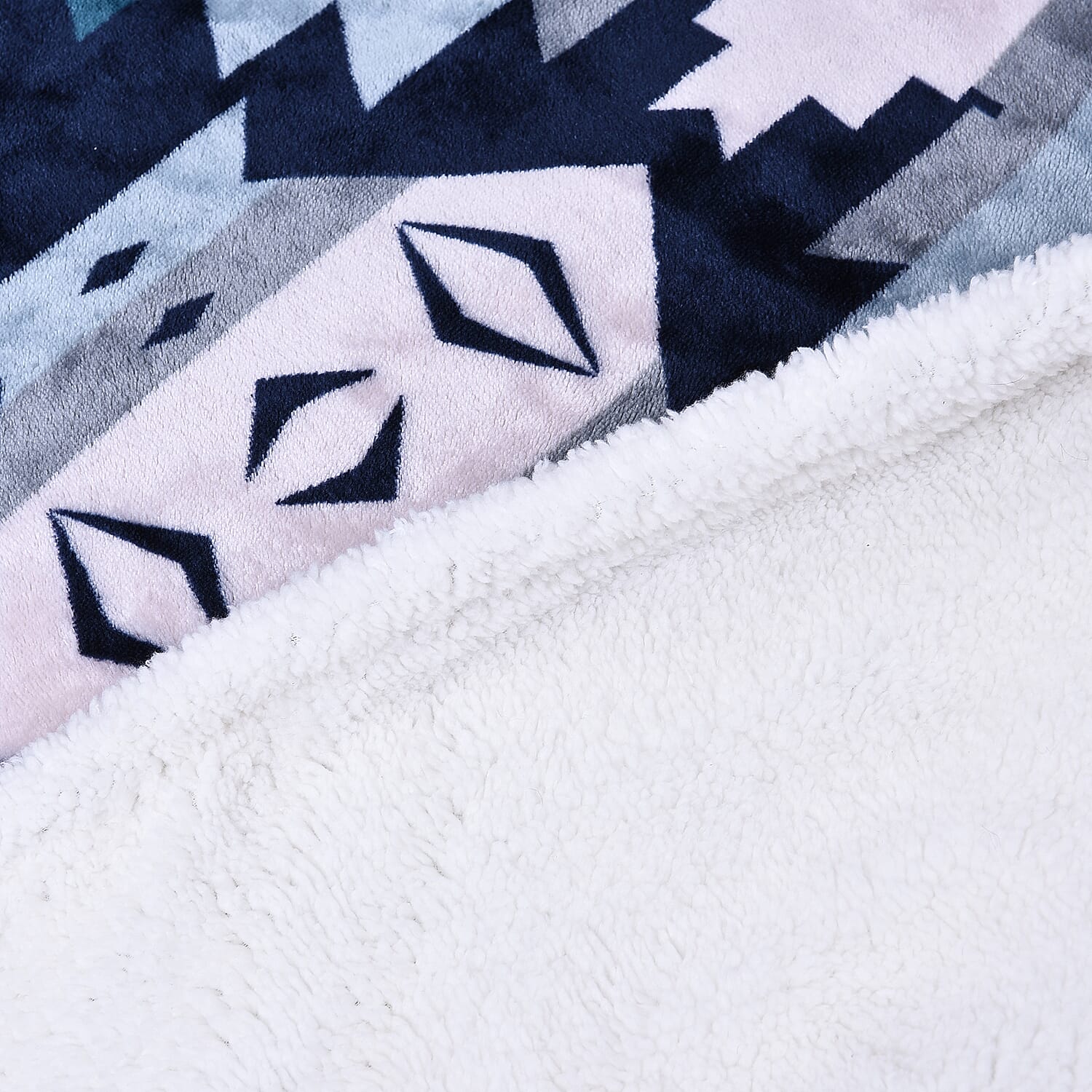 Santa Fe Collection - Flannel Sherpa Blanket (200x150cm) - Navy -  Oeko Tex Certified - 220 GSM Sherpa - 270 GSM Flannel