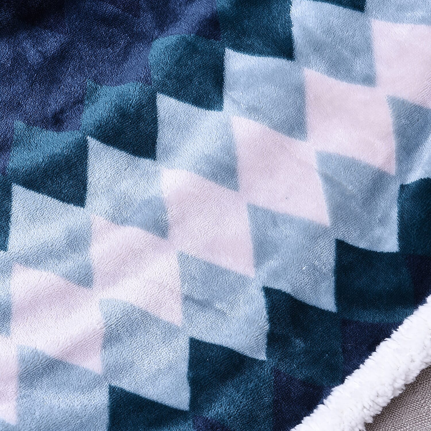 Santa Fe Collection - Flannel Sherpa Blanket (200x150cm) - Navy -  Oeko Tex Certified - 220 GSM Sherpa - 270 GSM Flannel