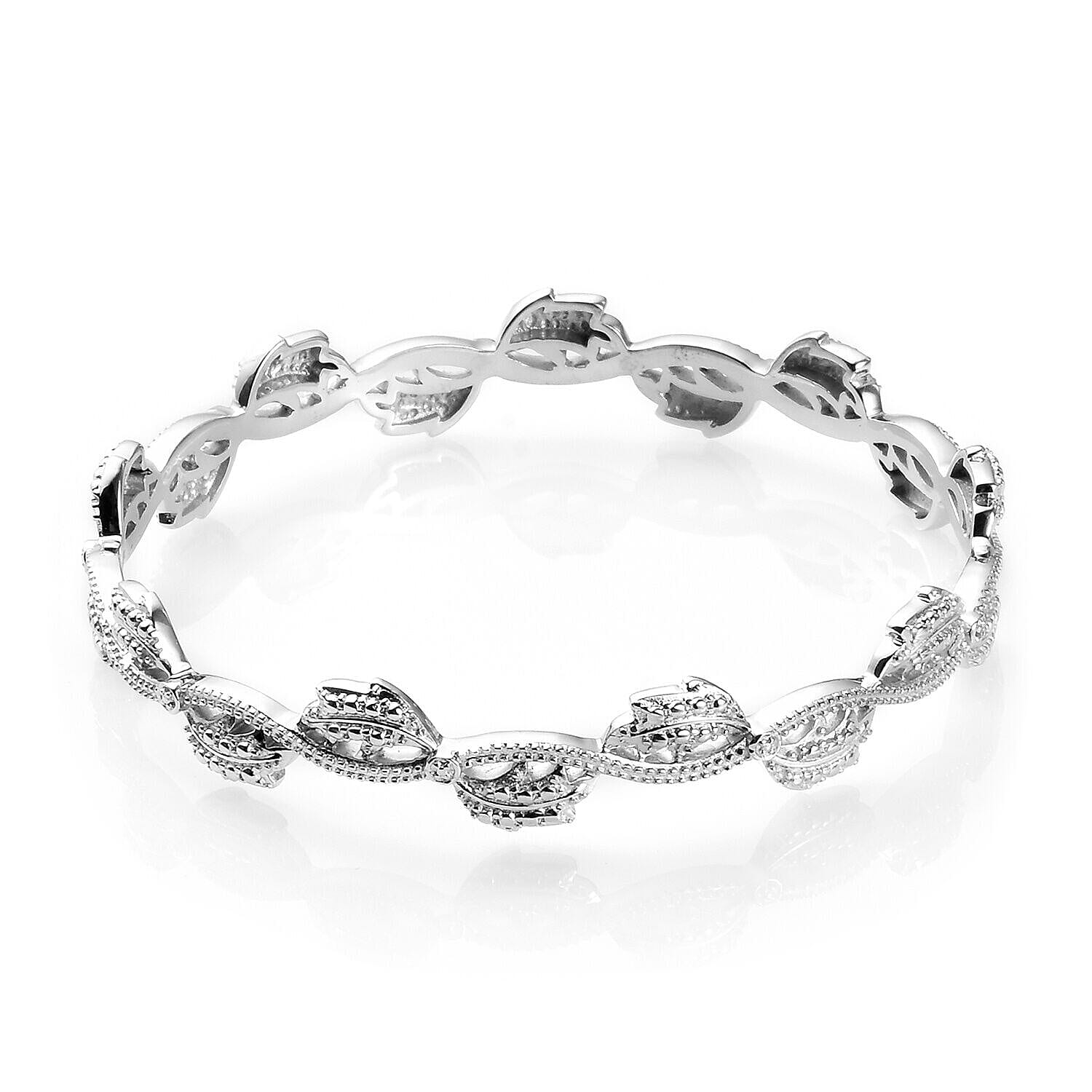 Diamond Accent Bangle (Size 7.5) in Silver Tone