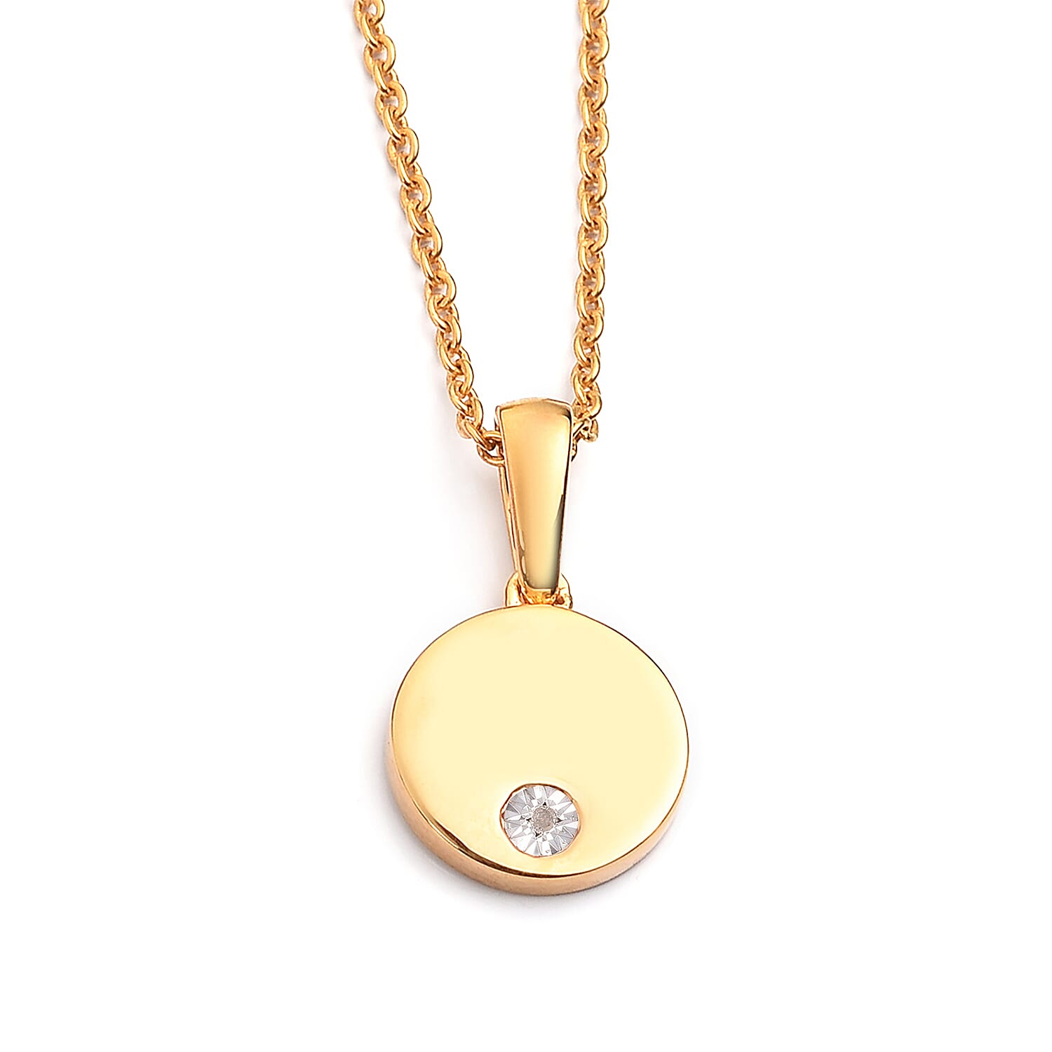 Diamond Pendant With Chain (Size 18) in 14K Gold Overlay Sterling Silver