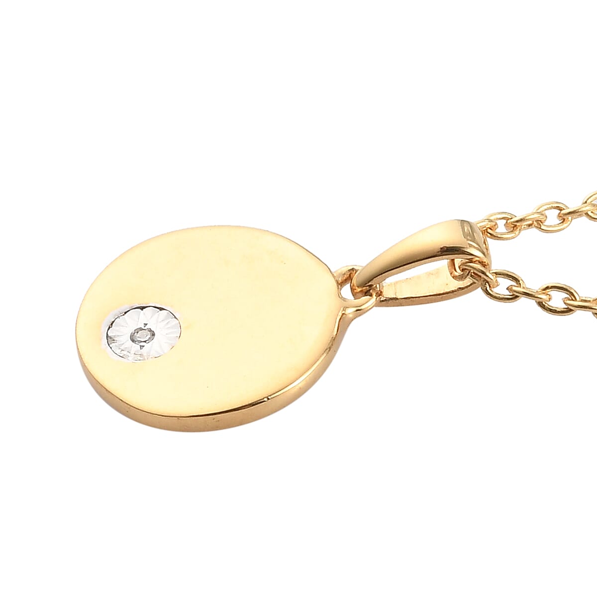 Diamond Pendant With Chain (Size 18) in 14K Gold Overlay Sterling Silver