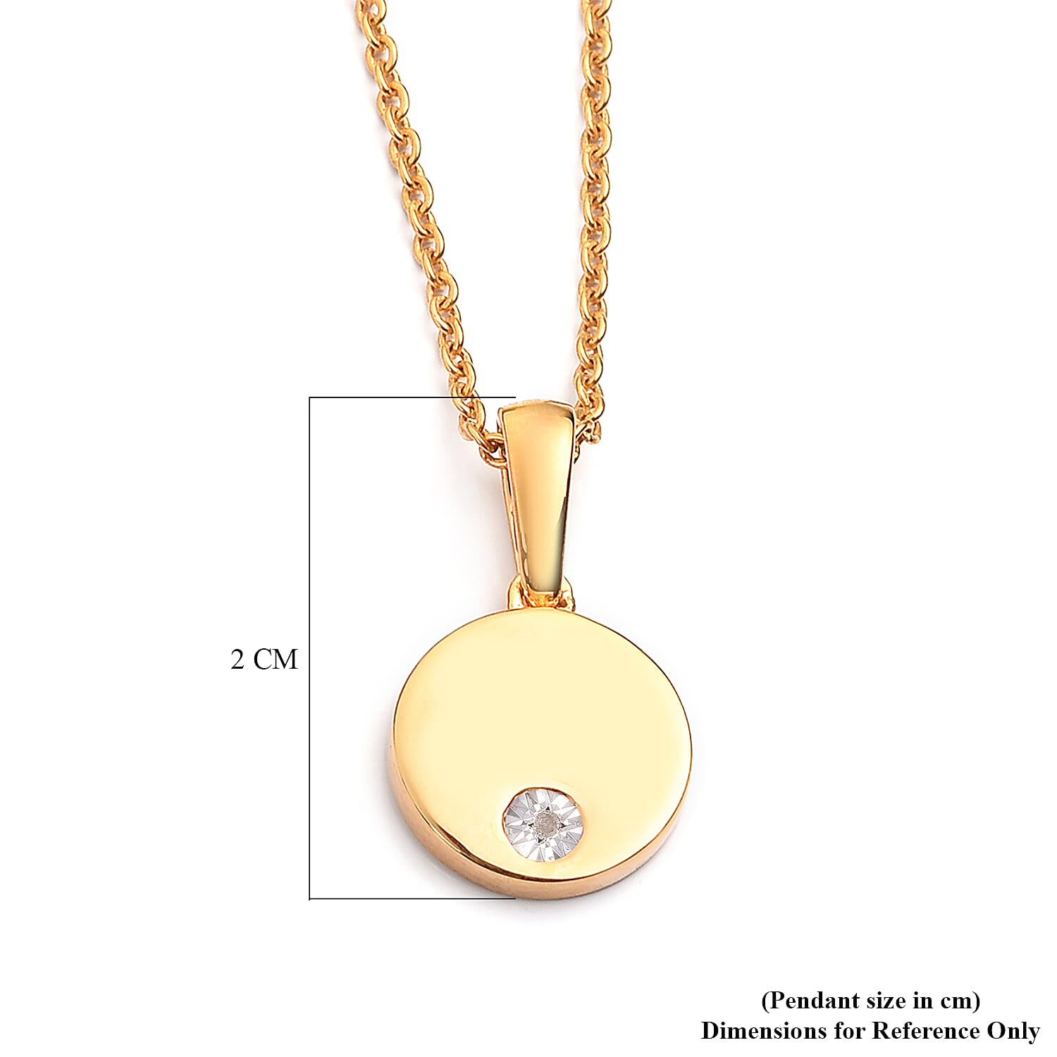 Diamond Pendant With Chain (Size 18) in 14K Gold Overlay Sterling Silver