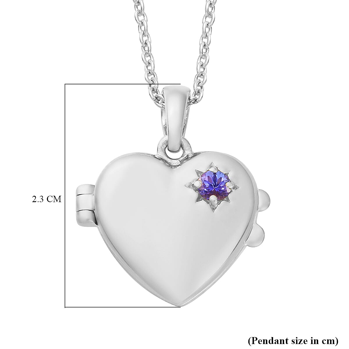 Tanzanite Heart Locket Pendant With Chain ( Size 18)  in Platinum Overlay Sterling Silver, Silver Wt 5.92 Gms