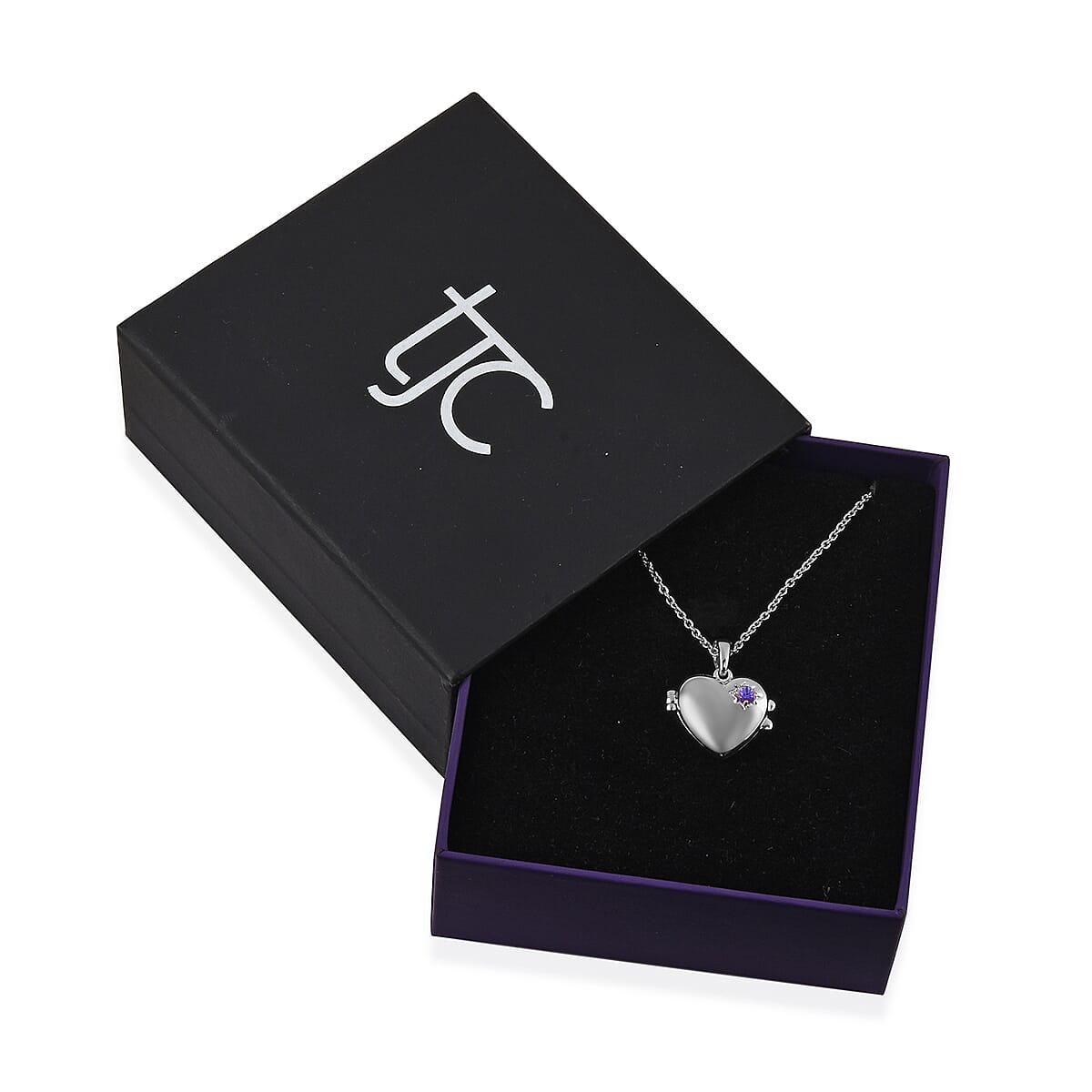 Tanzanite Heart Locket Pendant With Chain ( Size 18)  in Platinum Overlay Sterling Silver, Silver Wt 5.92 Gms