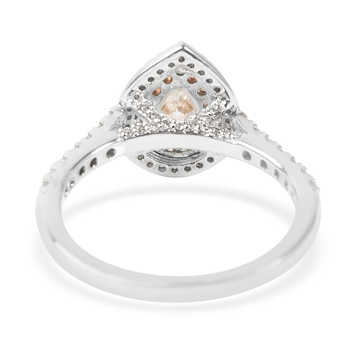 NY Closeout- 14K White Gold GSI Certified White Diamond (SI2/G-H), Natural Pink Diamond Ring 1.00 Ct.