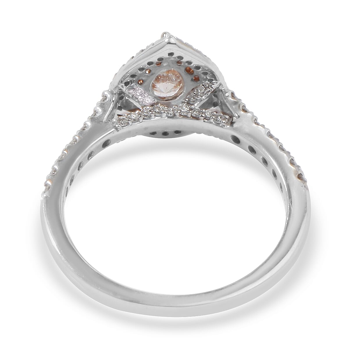 NY Closeout- 14K White Gold GSI Certified White Diamond (SI2/G-H), Natural Pink Diamond Ring 1.00 Ct.