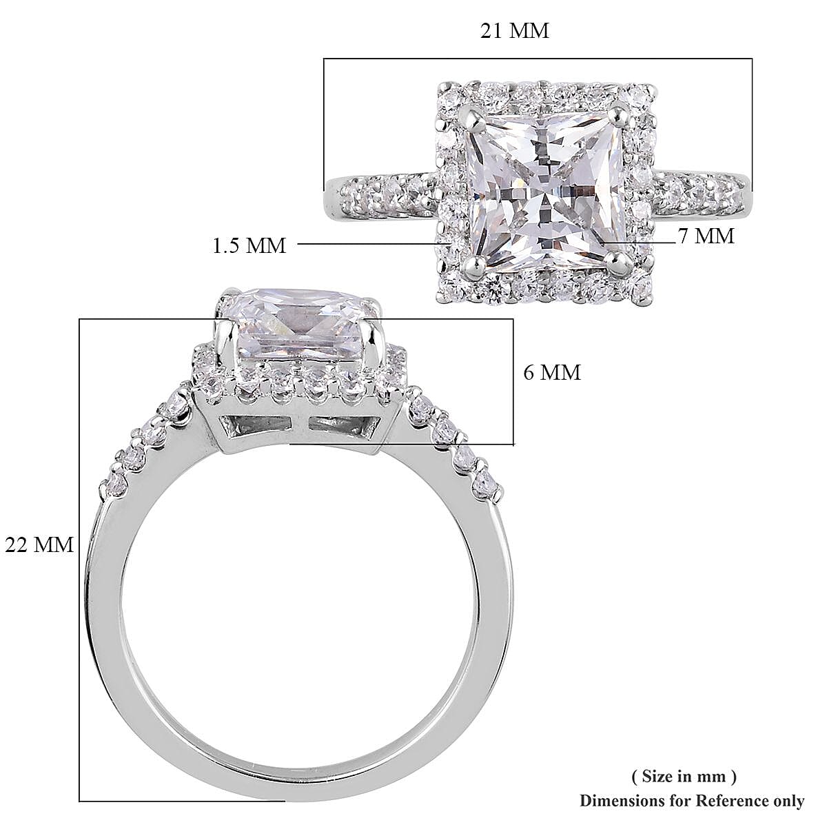 J Francis - Platinum Overlay Sterling Silver Halo Ring Made with Finest CZ 4.27 Ct.