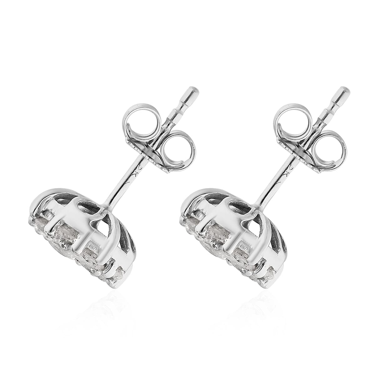 9K White Gold SGL Certified Natural Diamond (I3/G-H) Stud Earrings 1.00 Ct.